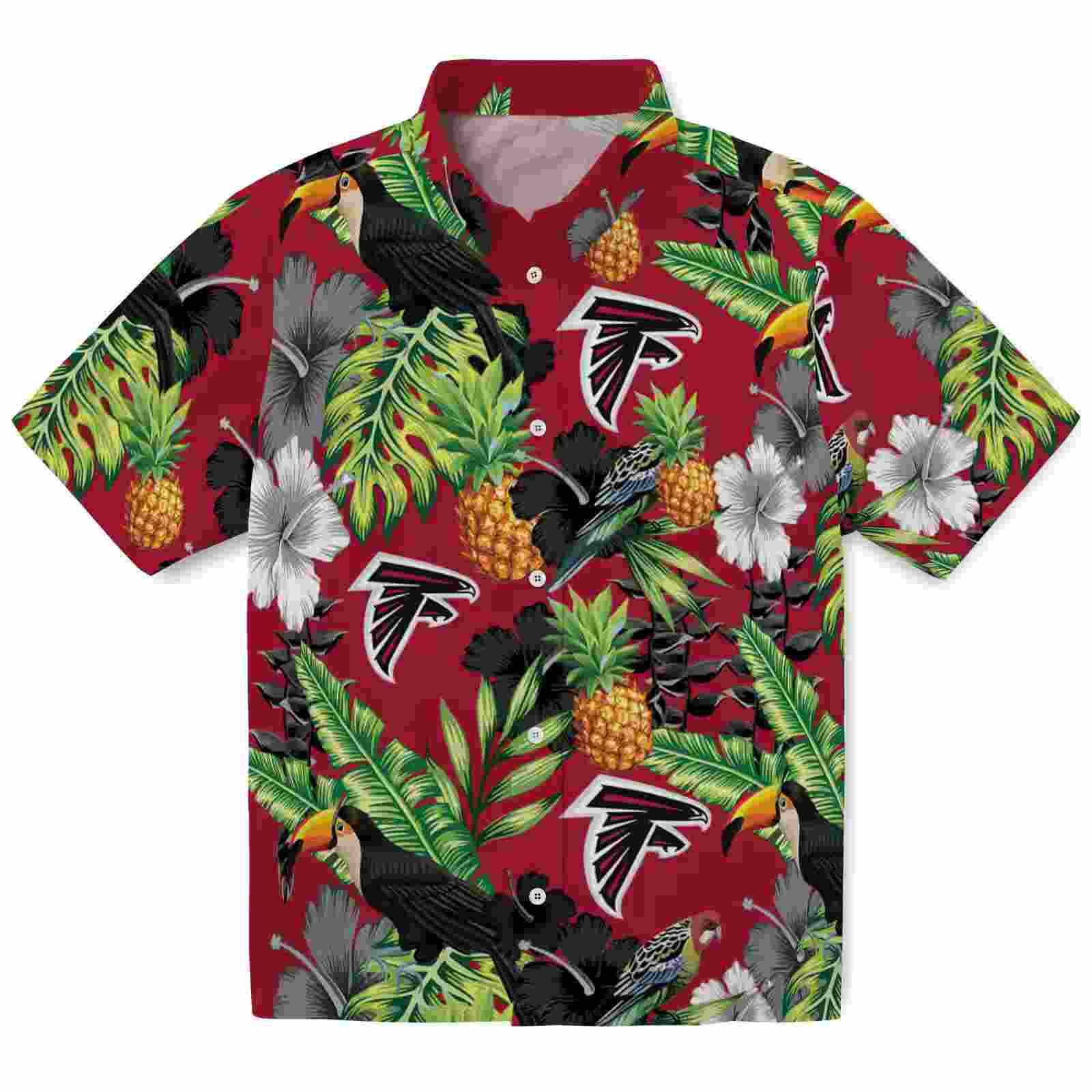 atlanta falcons toucan hibiscus pineapple red green hawaiian shirt best selling