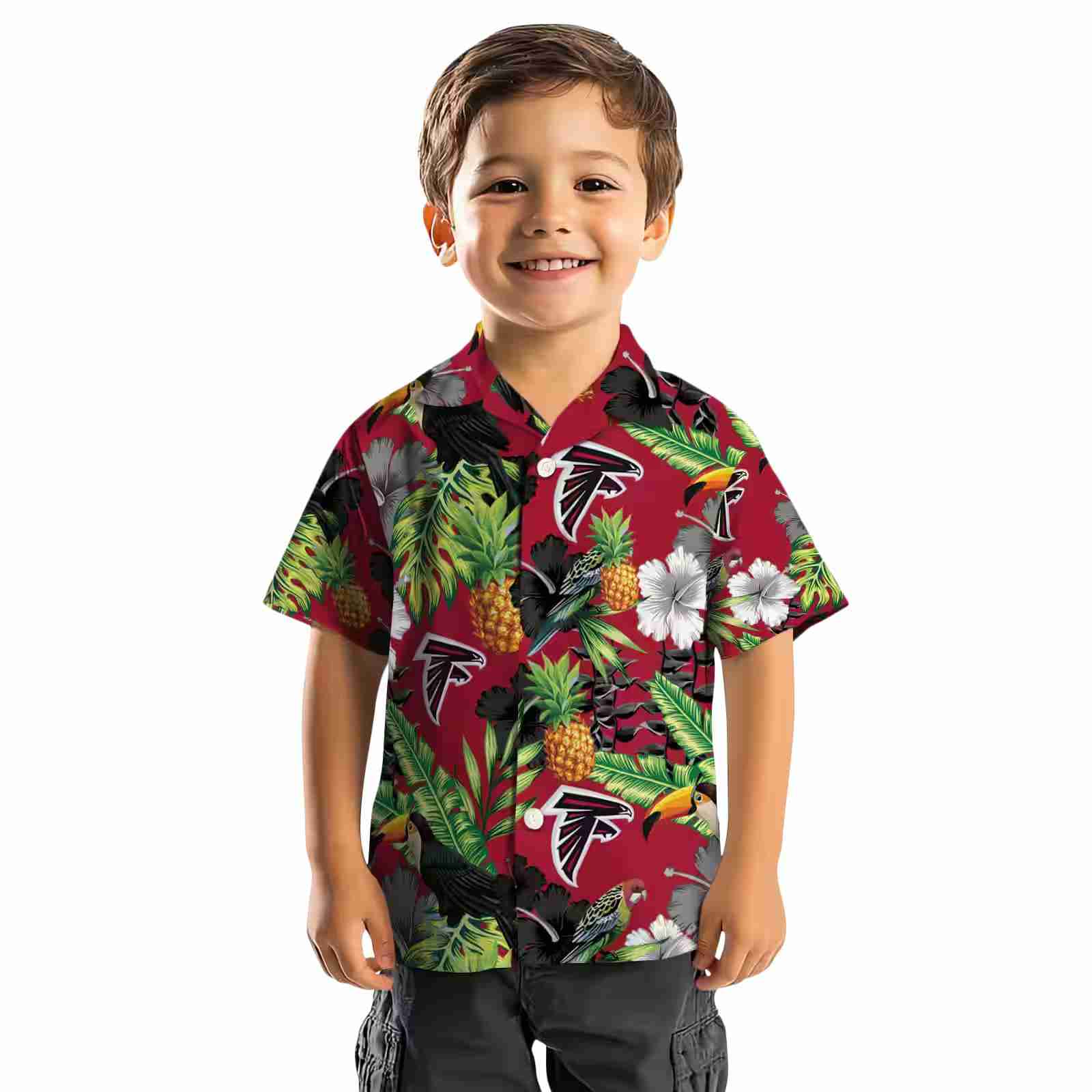 atlanta falcons toucan hibiscus pineapple red green hawaiian shirt top rated