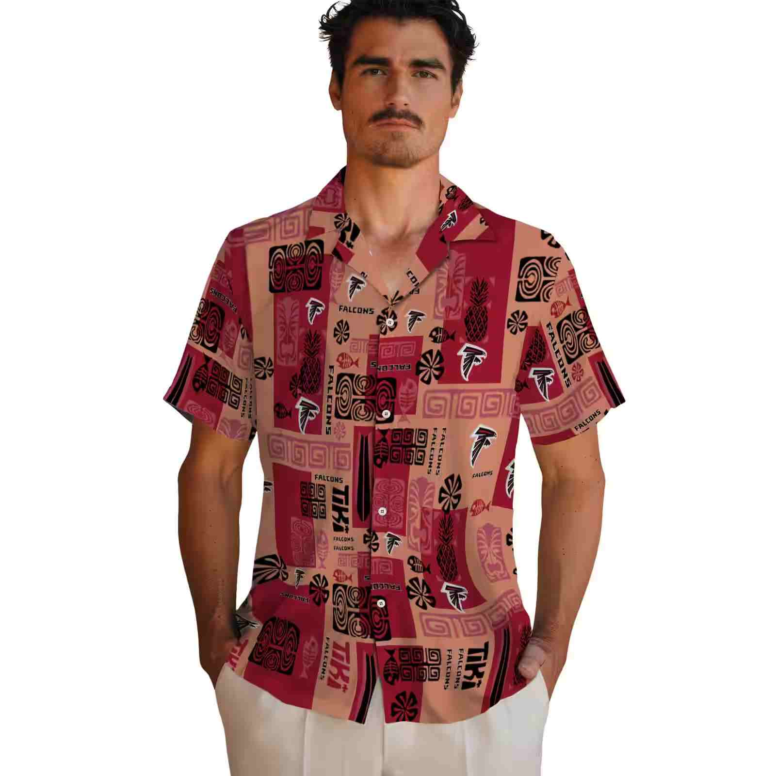 atlanta falcons tribal symbols red hawaiian shirt fashion forward