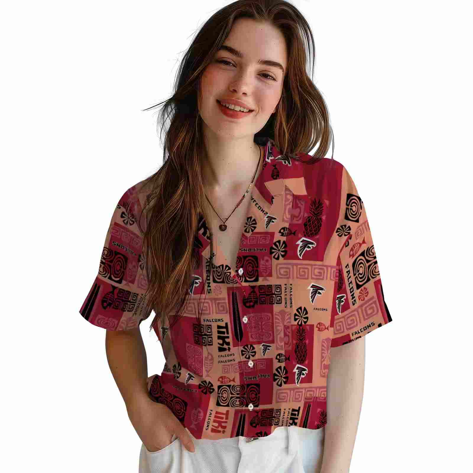 atlanta falcons tribal symbols red hawaiian shirt latest model