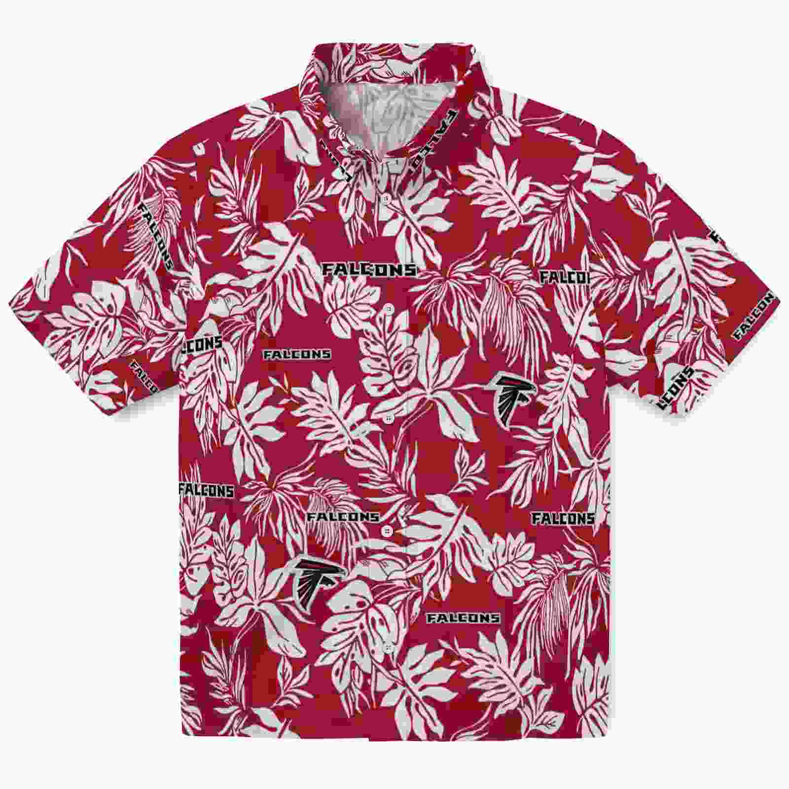 Atlanta Falcons Tropical Leaf Red White Hawaiian Shirt