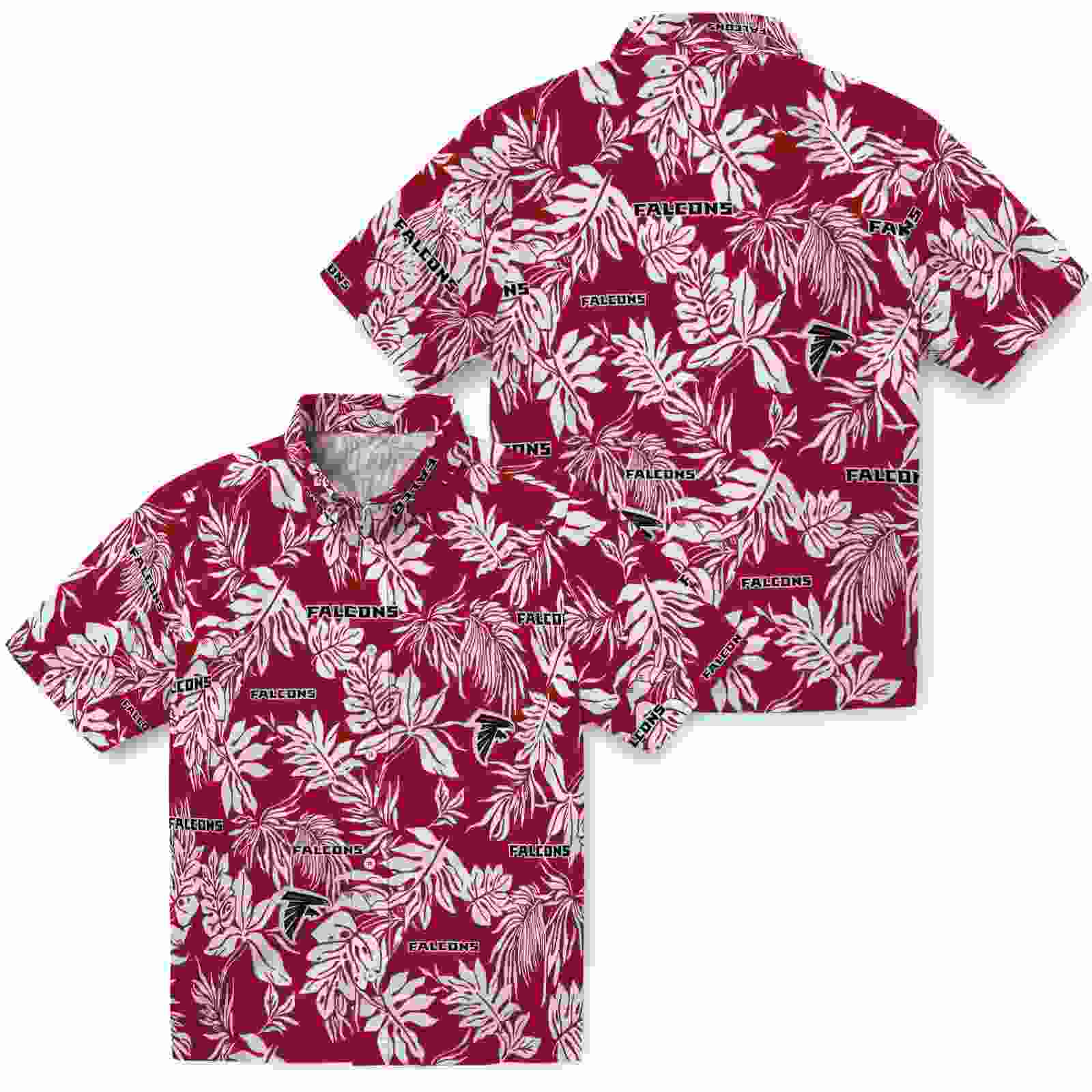 atlanta falcons tropical leaf red white hawaiian shirt high quality