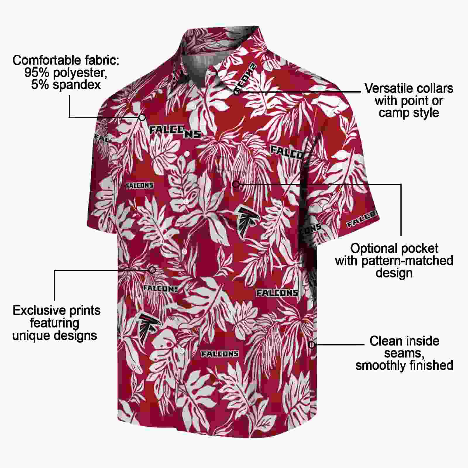 atlanta falcons tropical leaf red white hawaiian shirt new arrival