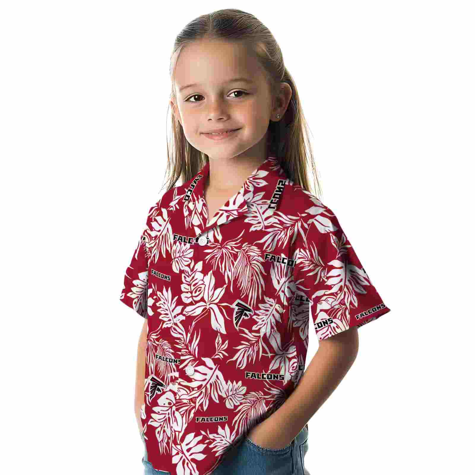 atlanta falcons tropical leaf red white hawaiian shirt premium grade