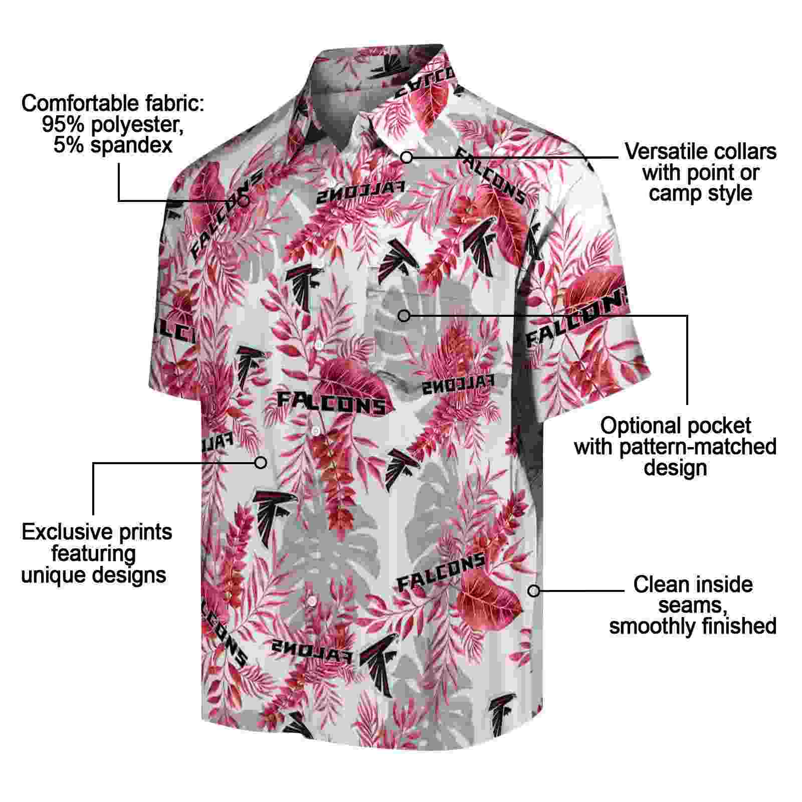 atlanta falcons tropical leaves red white hawaiian shirt new arrival