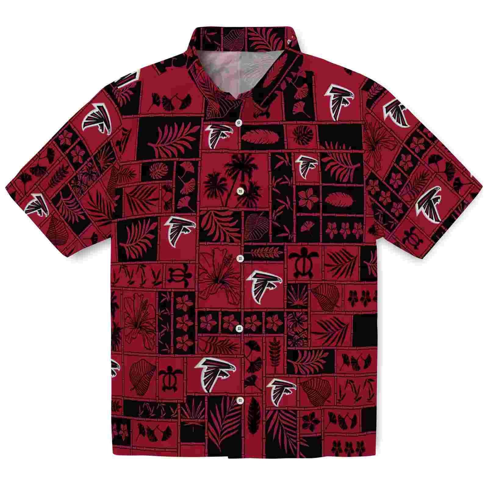 atlanta falcons tropical patchwork red black hawaiian shirt best selling