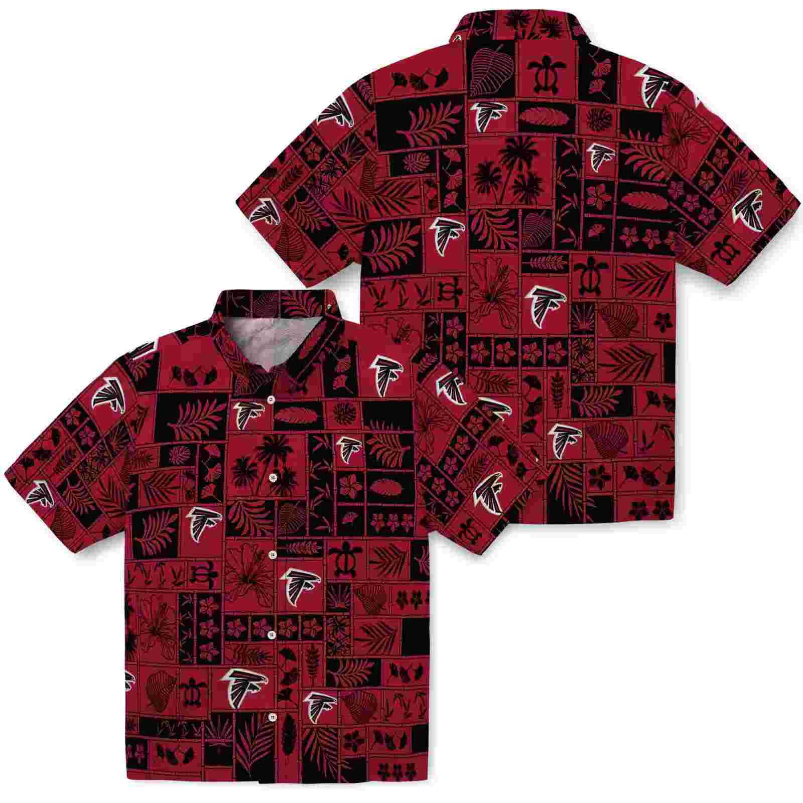 atlanta falcons tropical patchwork red black hawaiian shirt high quality