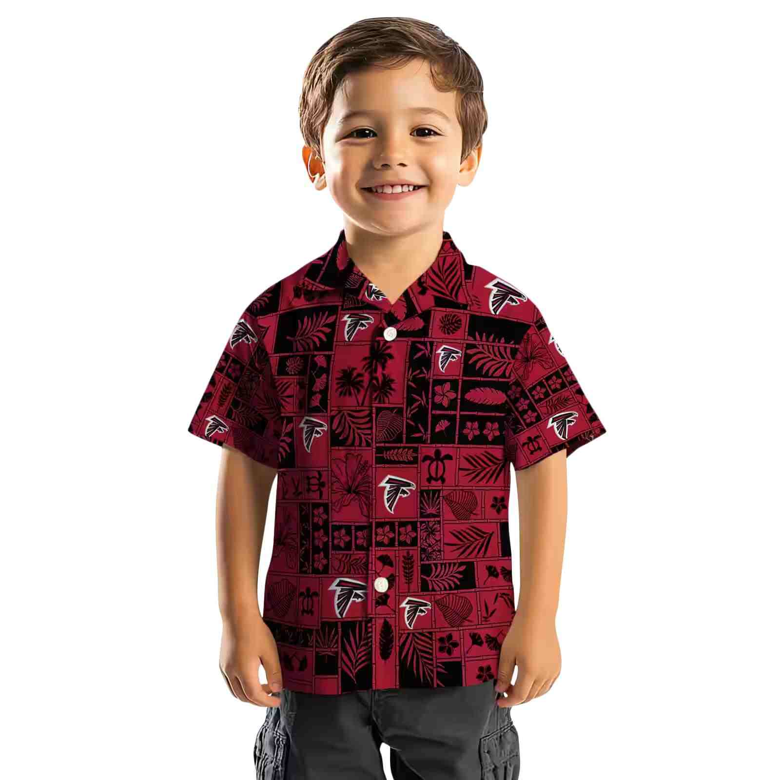 atlanta falcons tropical patchwork red black hawaiian shirt top rated