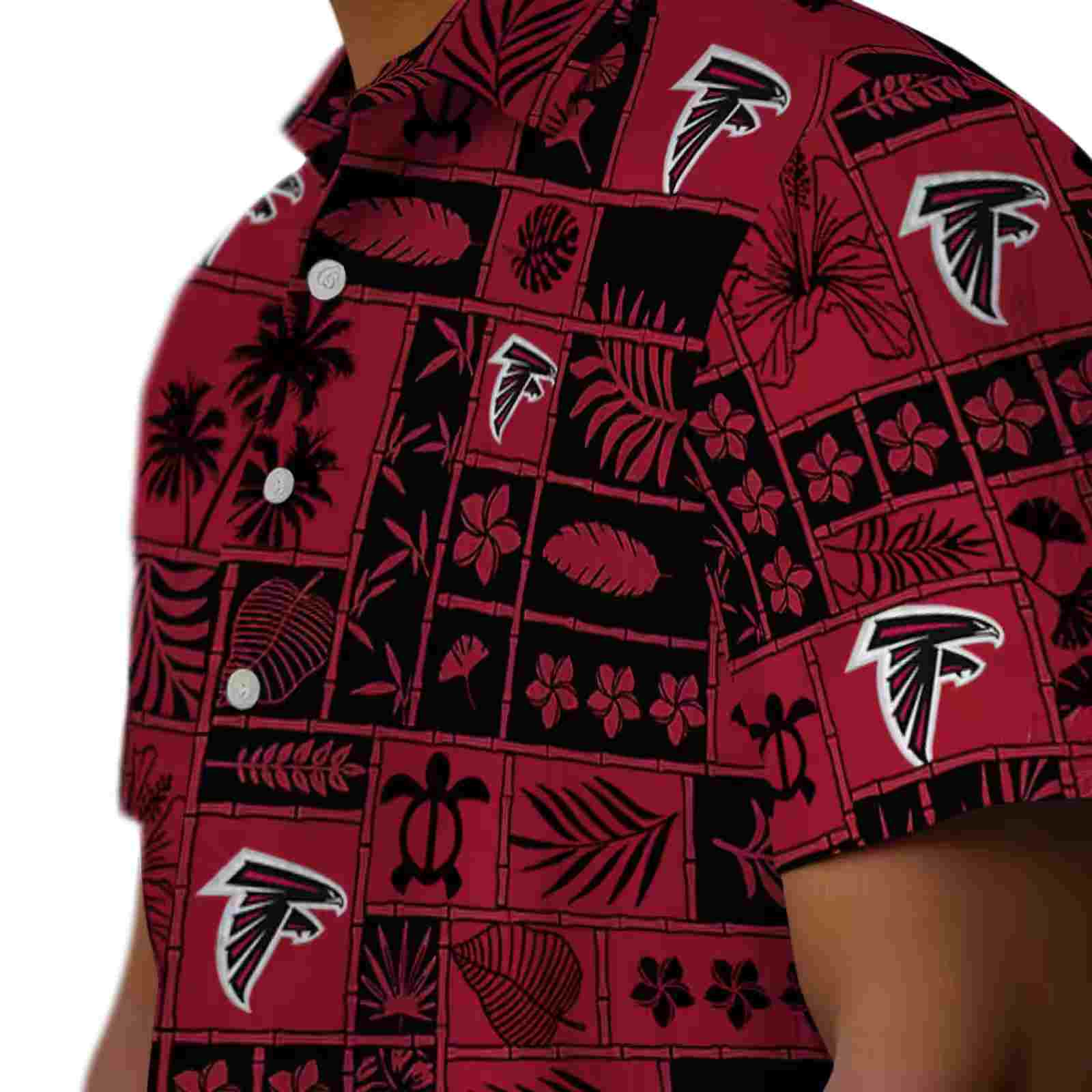 atlanta falcons tropical patchwork red black hawaiian shirt trendy