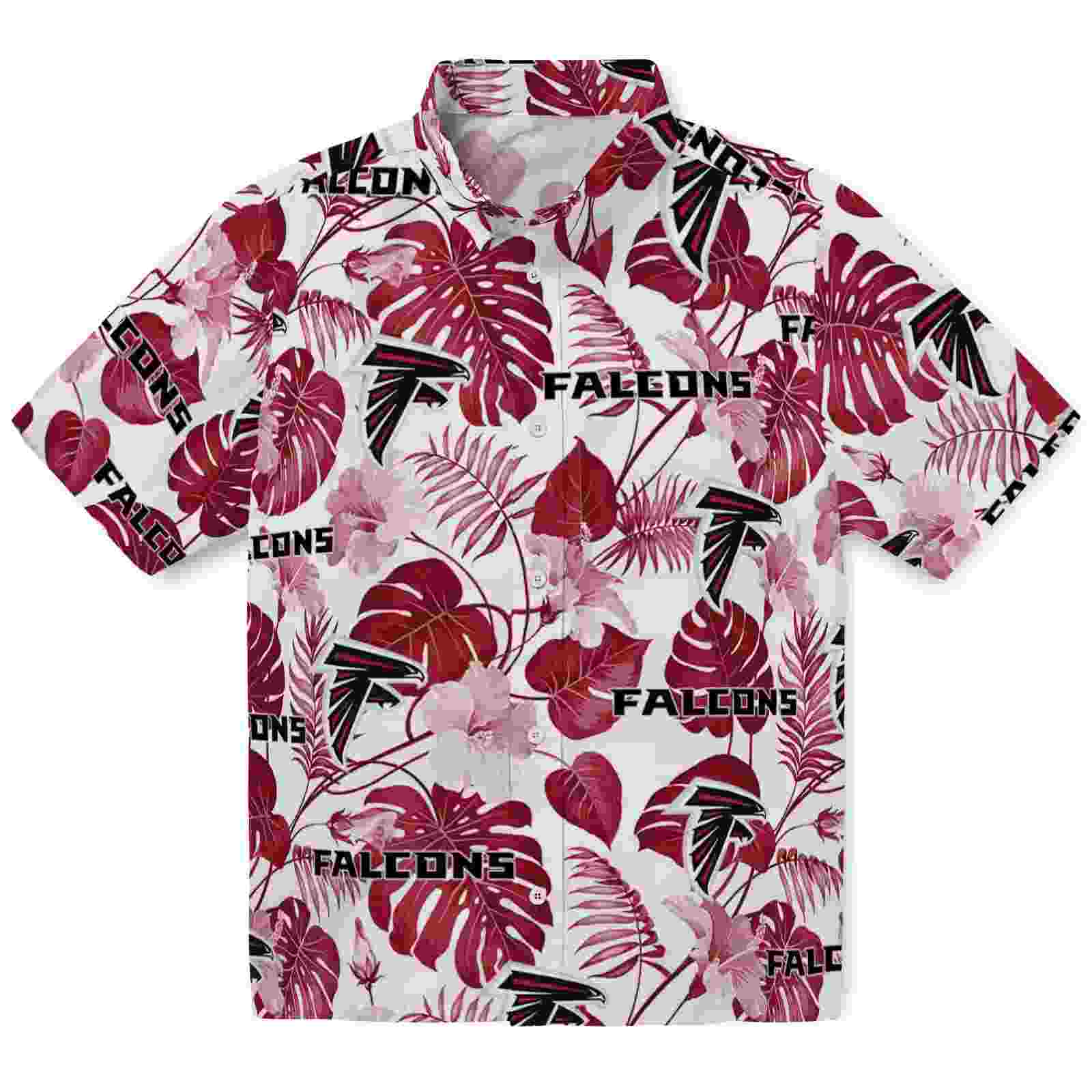 Atlanta Falcons Tropical Plants Red White Hawaiian Shirt