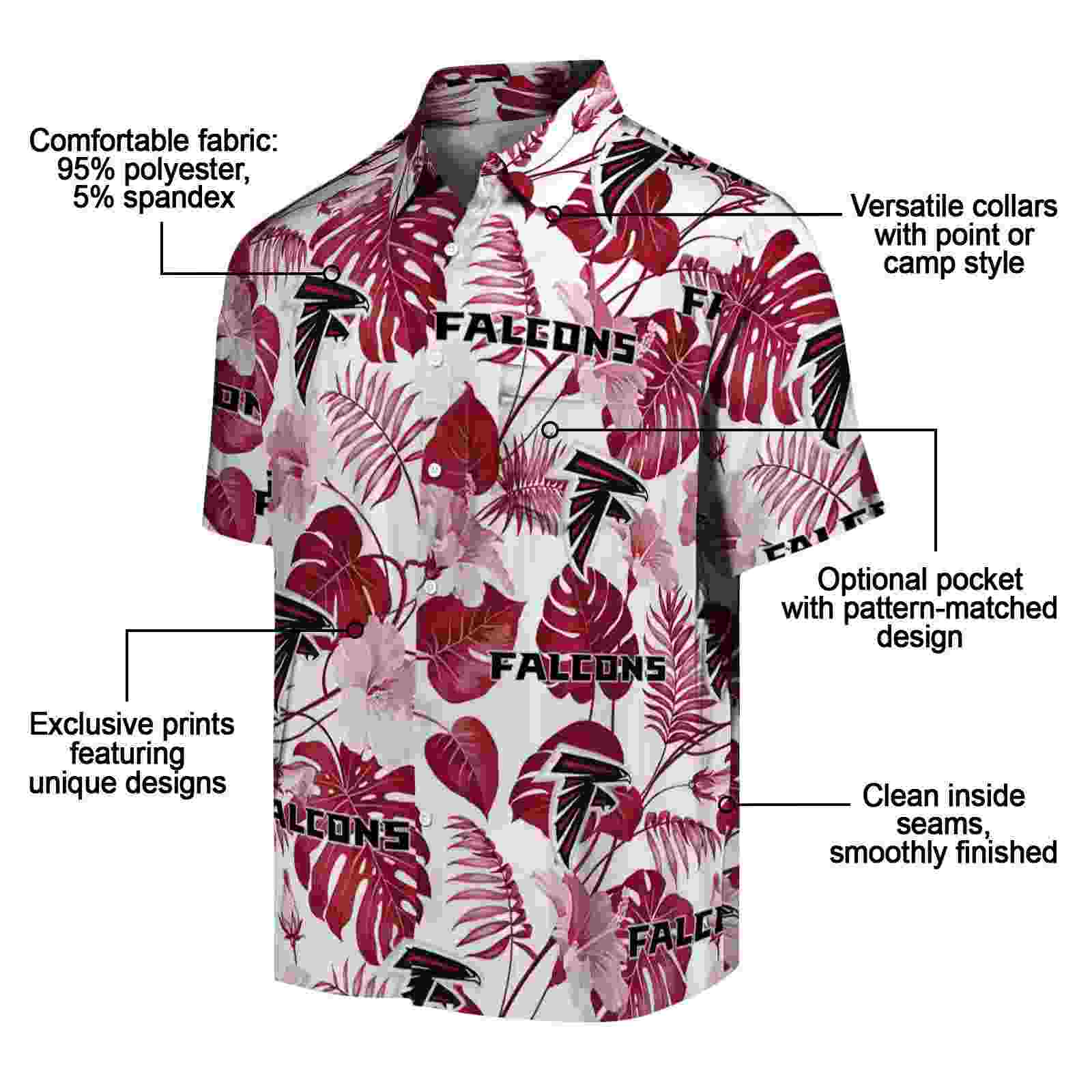 atlanta falcons tropical plants red white hawaiian shirt new arrival