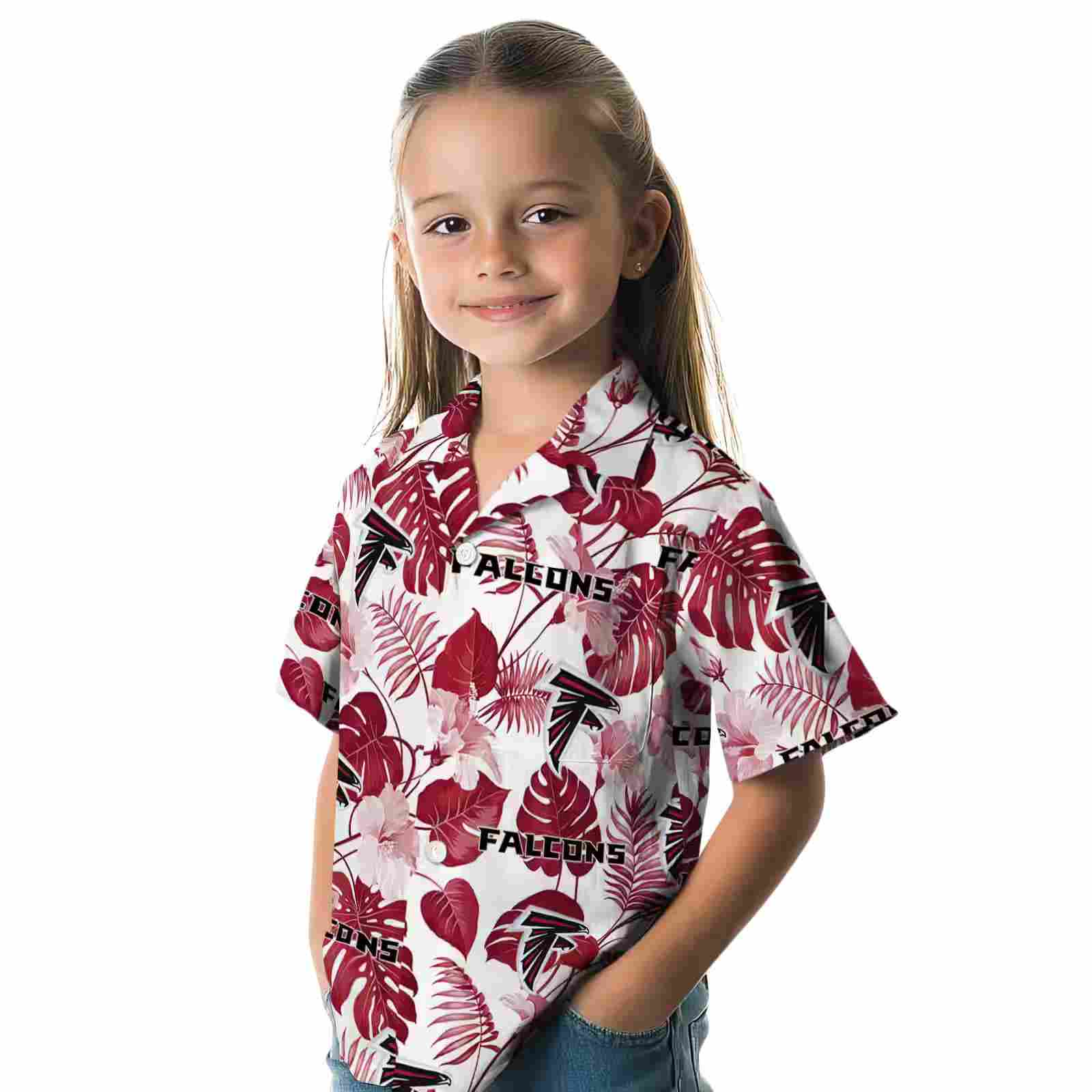 atlanta falcons tropical plants red white hawaiian shirt premium grade