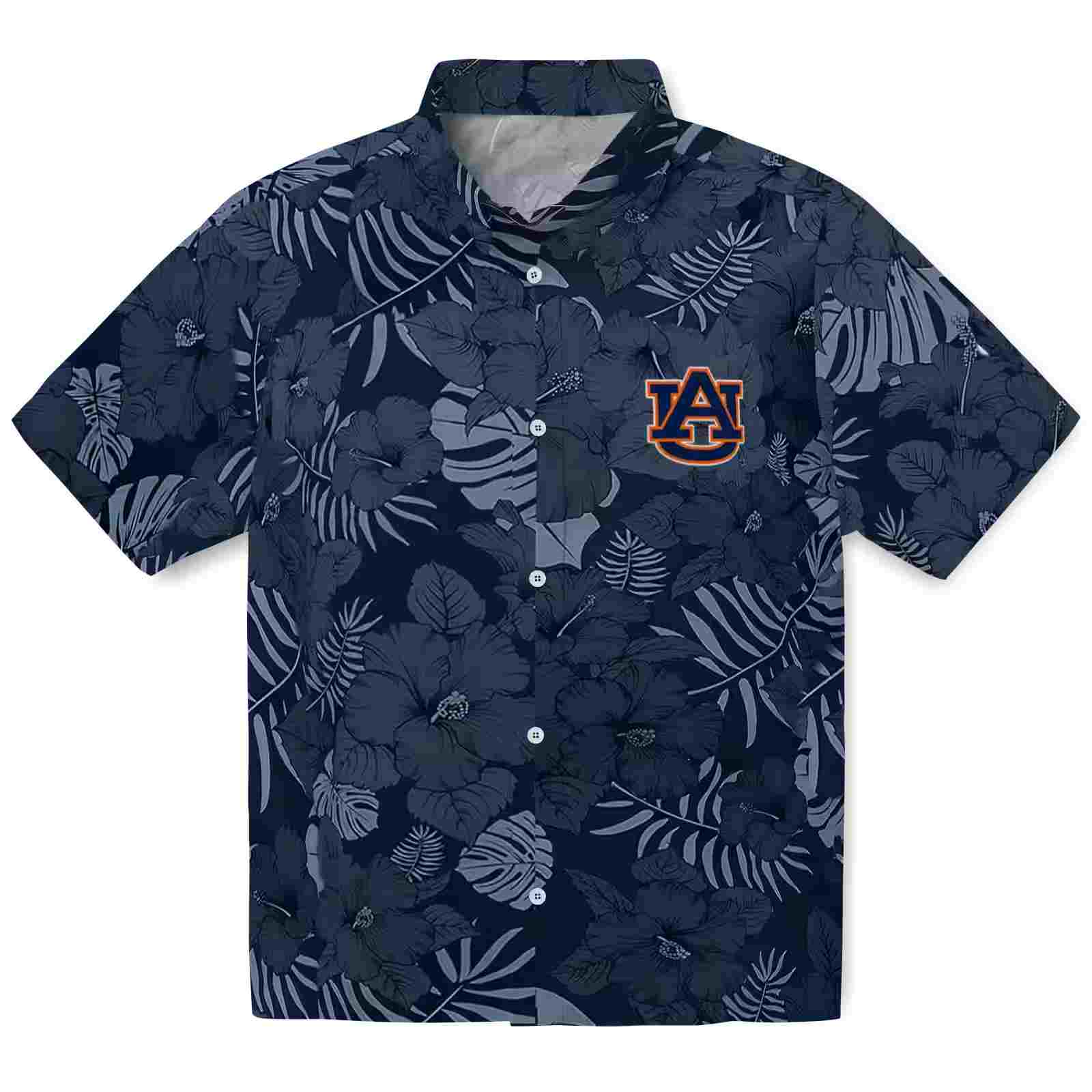 Auburn Tigers Jungle Vibes Navy Blue Hawaiian Shirt