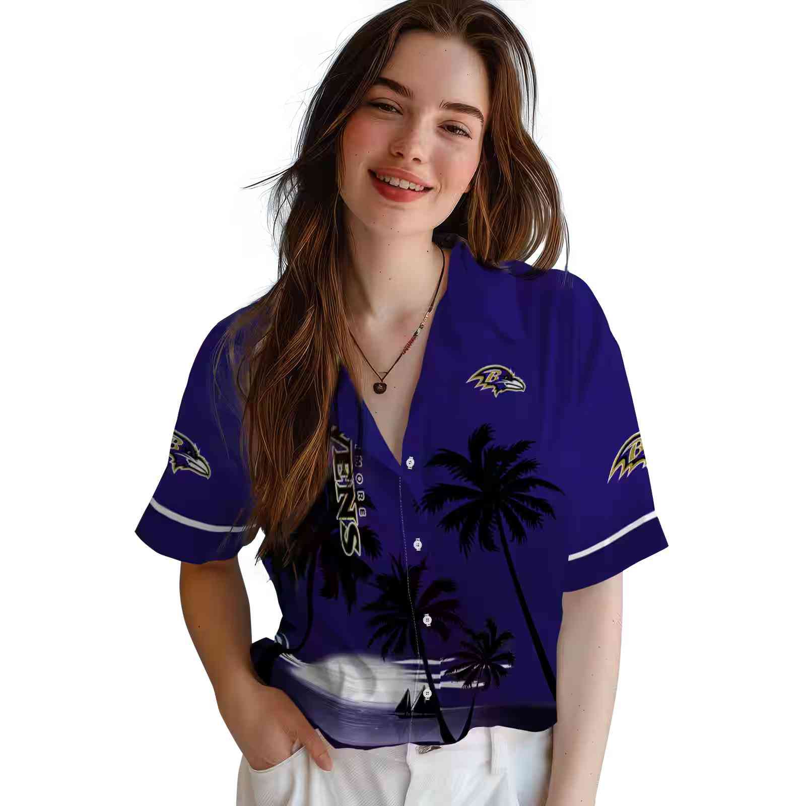 baltimore ravens beach sunset purple black hawaiian shirt latest model