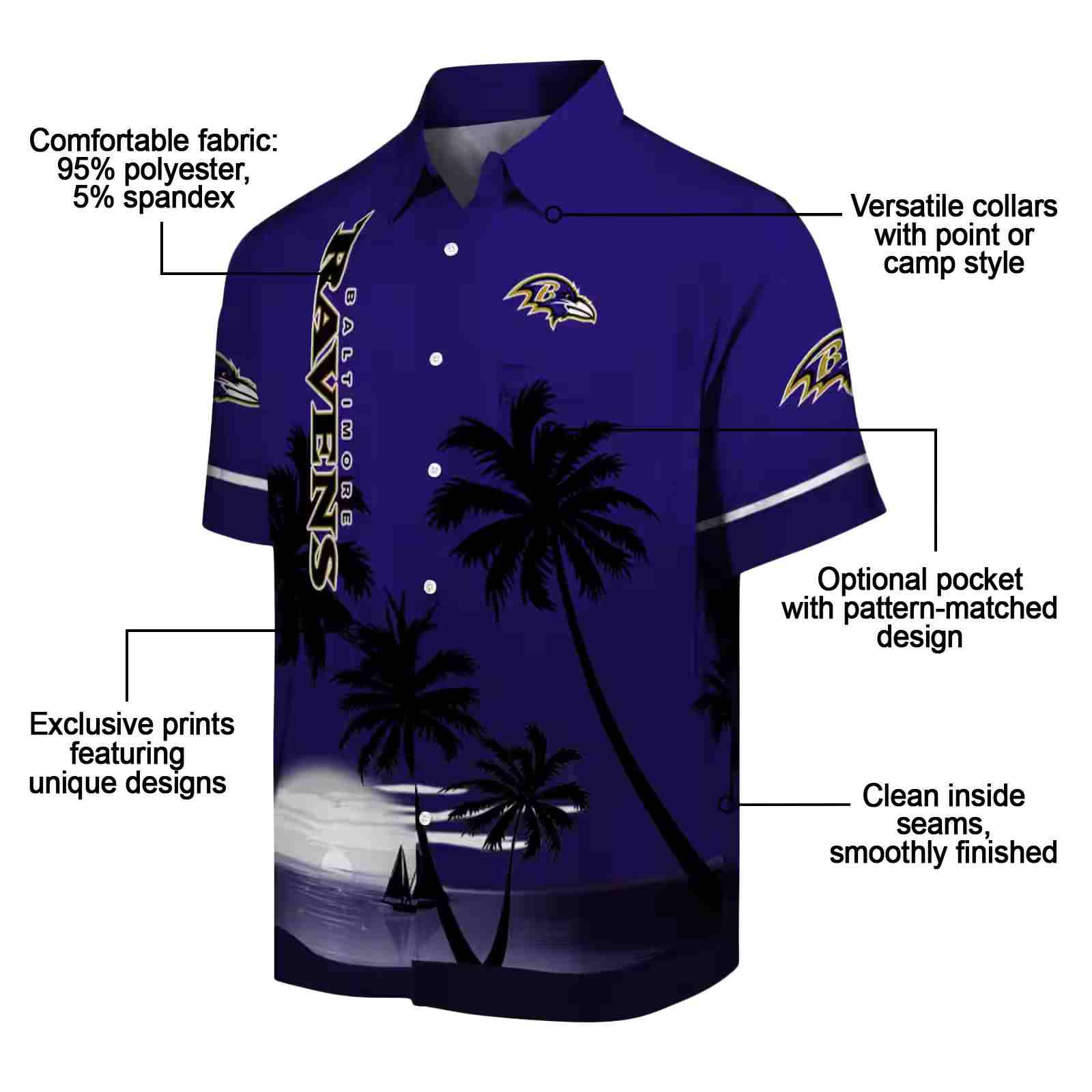 baltimore ravens beach sunset purple black hawaiian shirt new arrival