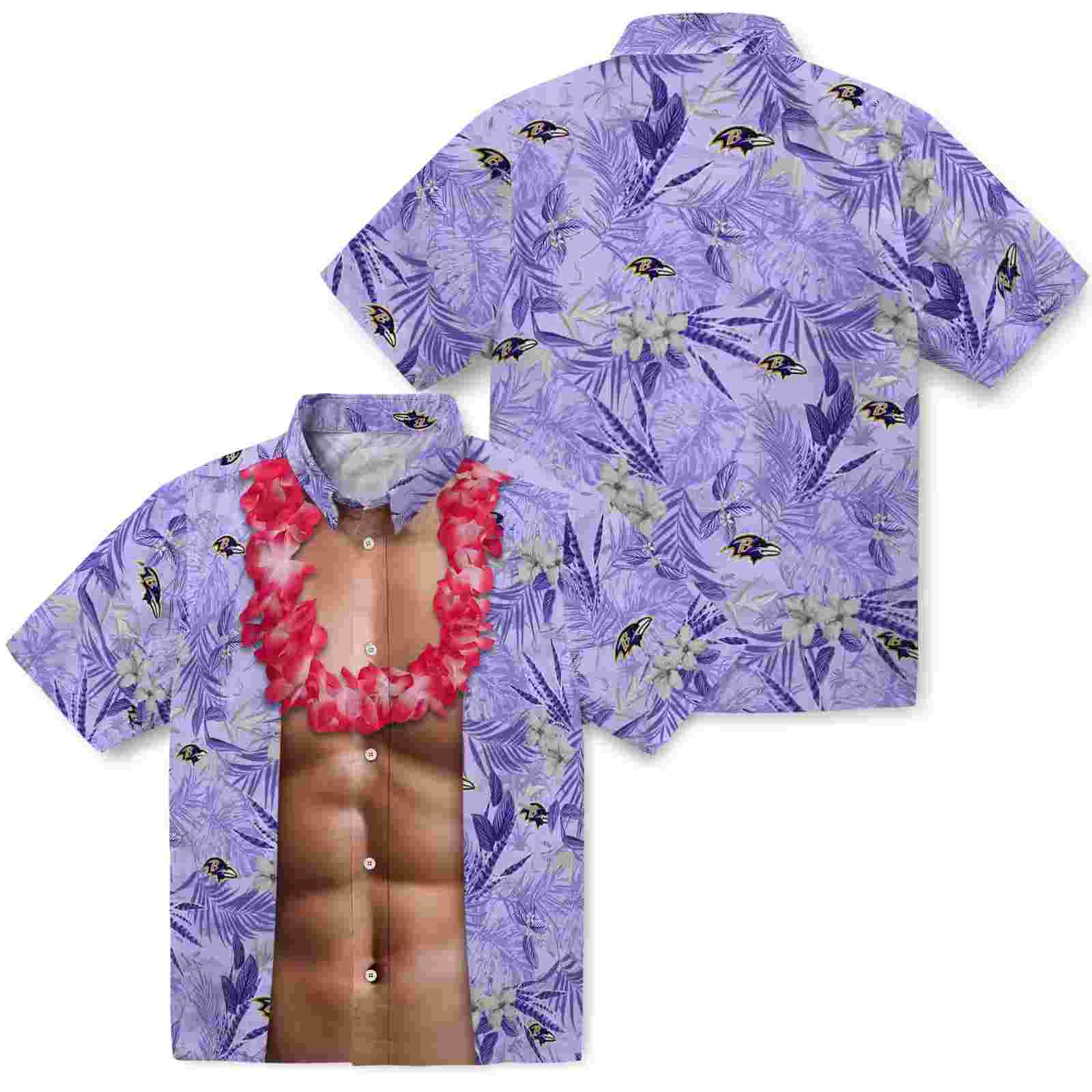 baltimore ravens chest illusion purple hawaiian shirt high quality