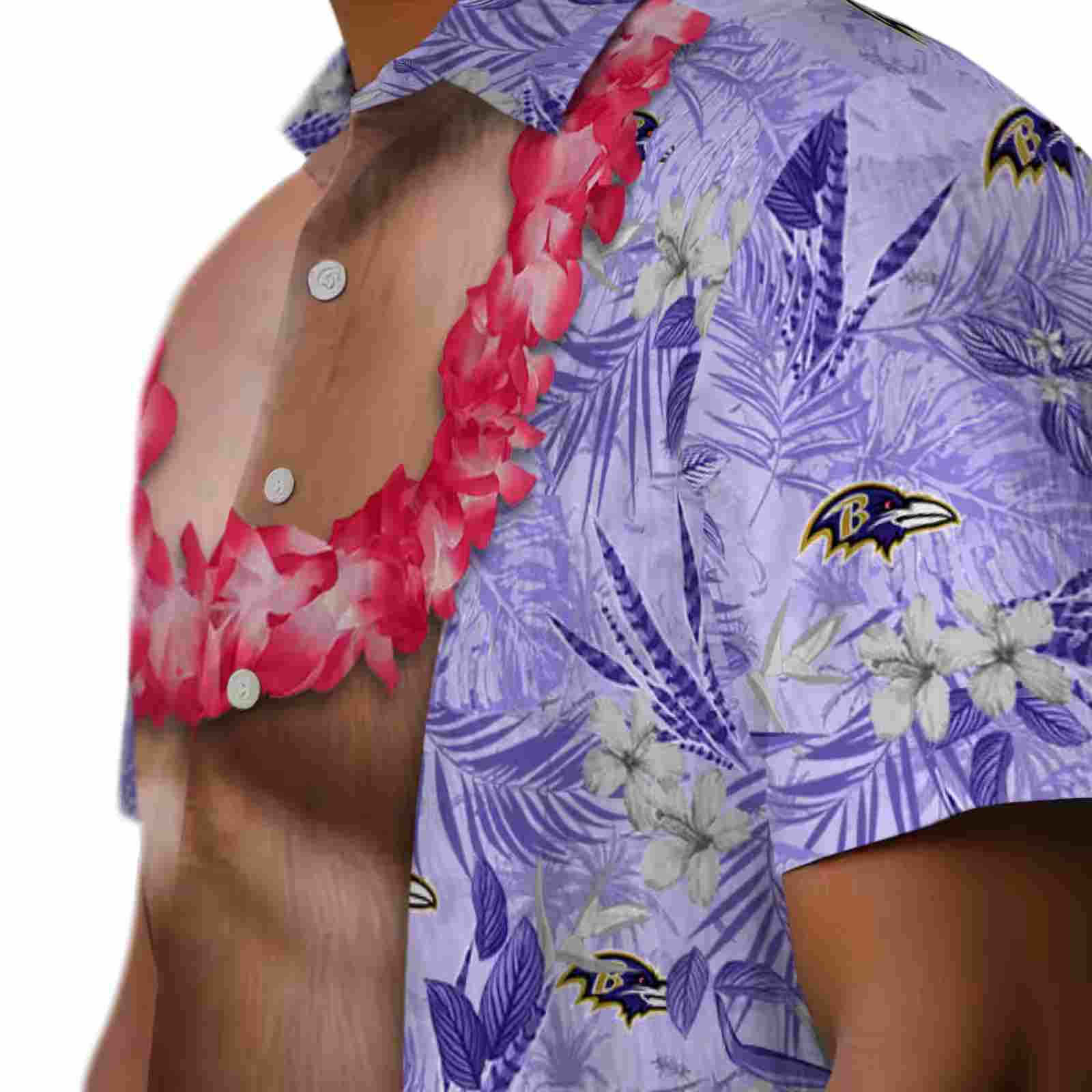 baltimore ravens chest illusion purple hawaiian shirt trendy