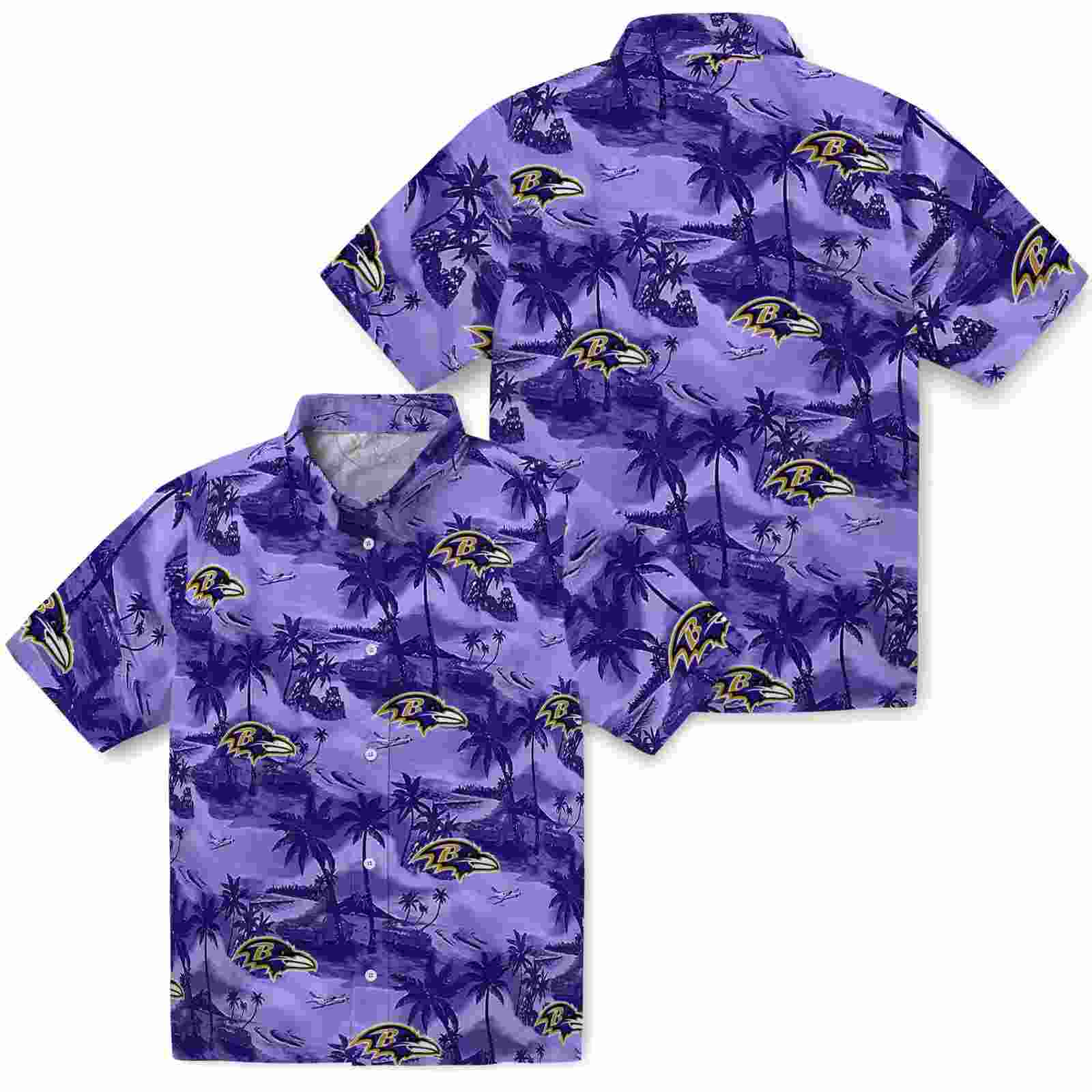 baltimore ravens coastal palms purple hawaiian shirt high quality