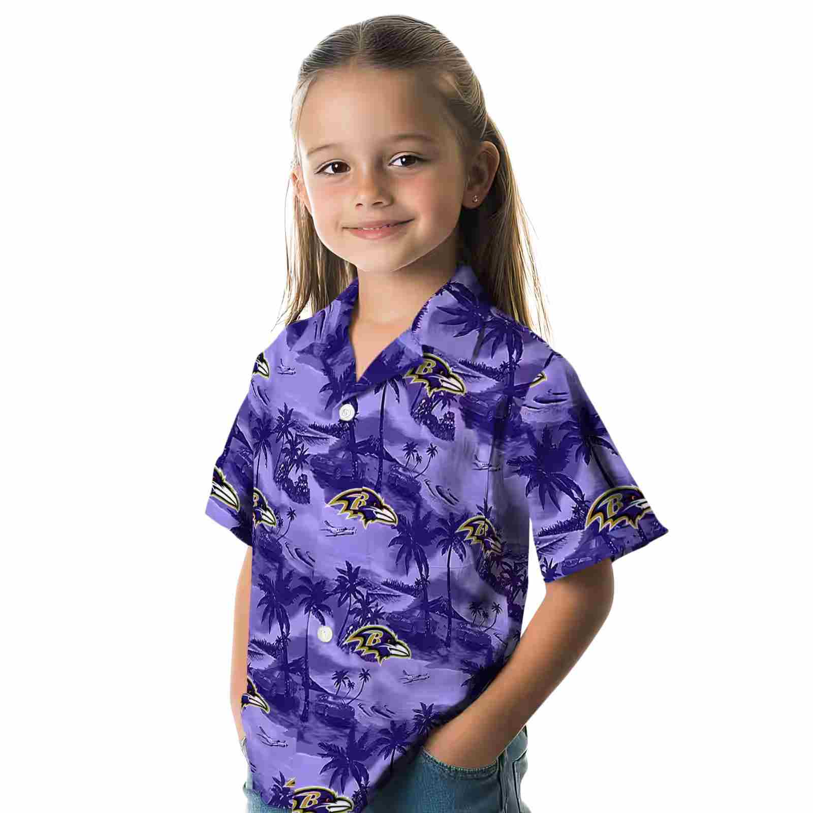 baltimore ravens coastal palms purple hawaiian shirt premium grade