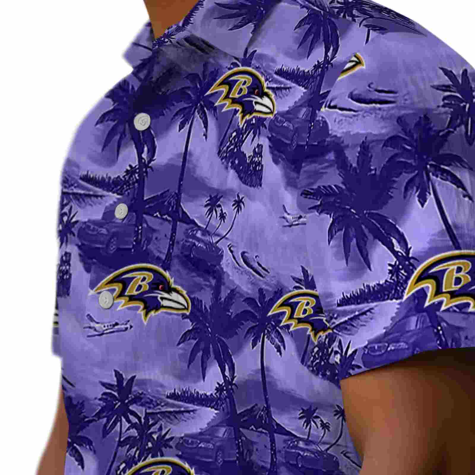 baltimore ravens coastal palms purple hawaiian shirt trendy