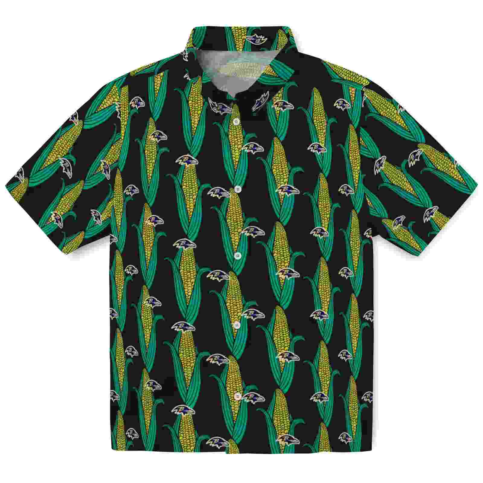 baltimore ravens corn motifs black green hawaiian shirt best selling