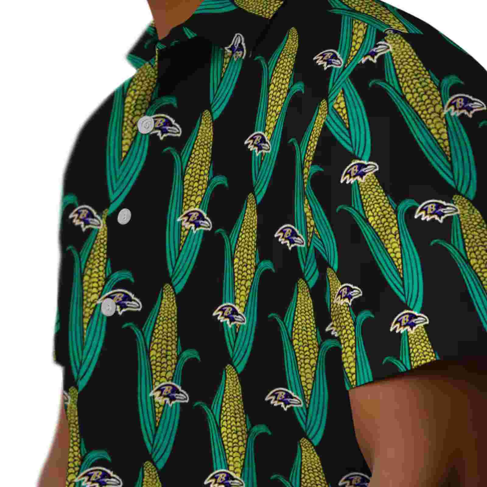 baltimore ravens corn motifs black green hawaiian shirt trendy