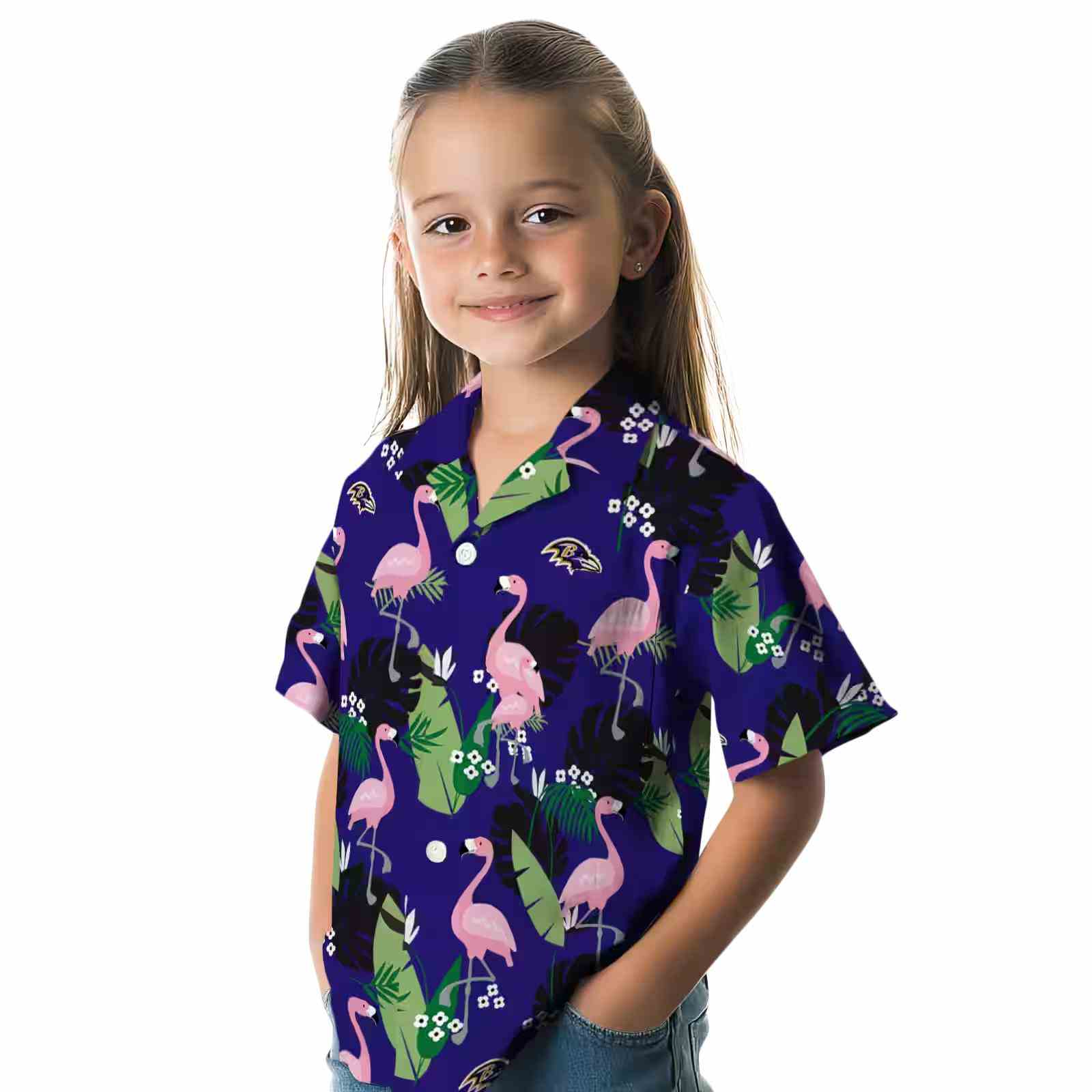 baltimore ravens flamingo leaf motif purple hawaiian shirt premium grade