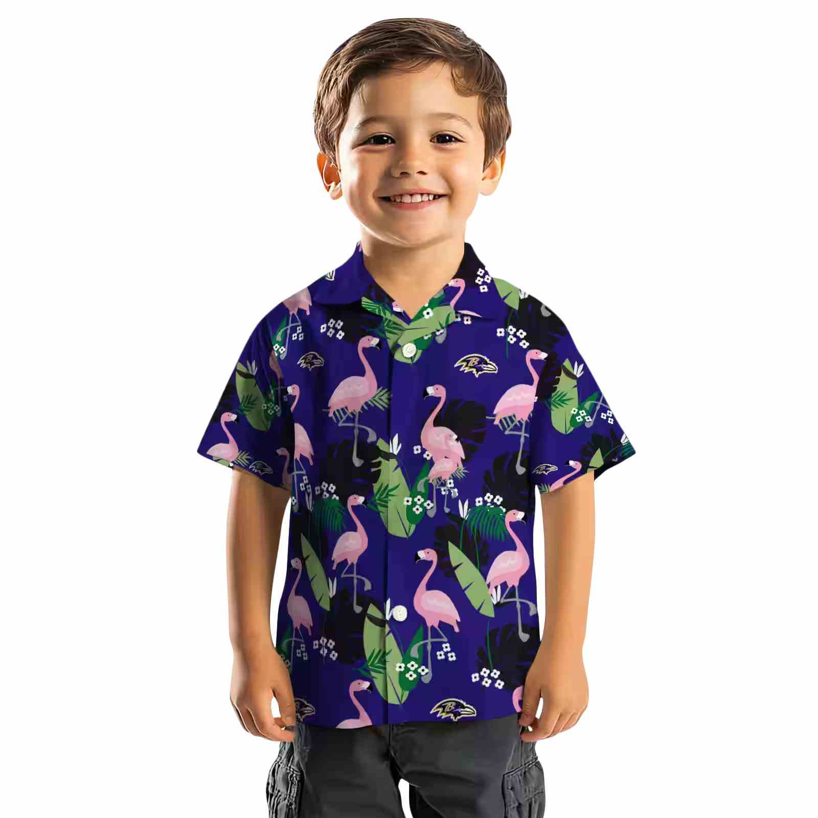 baltimore ravens flamingo leaf motif purple hawaiian shirt top rated