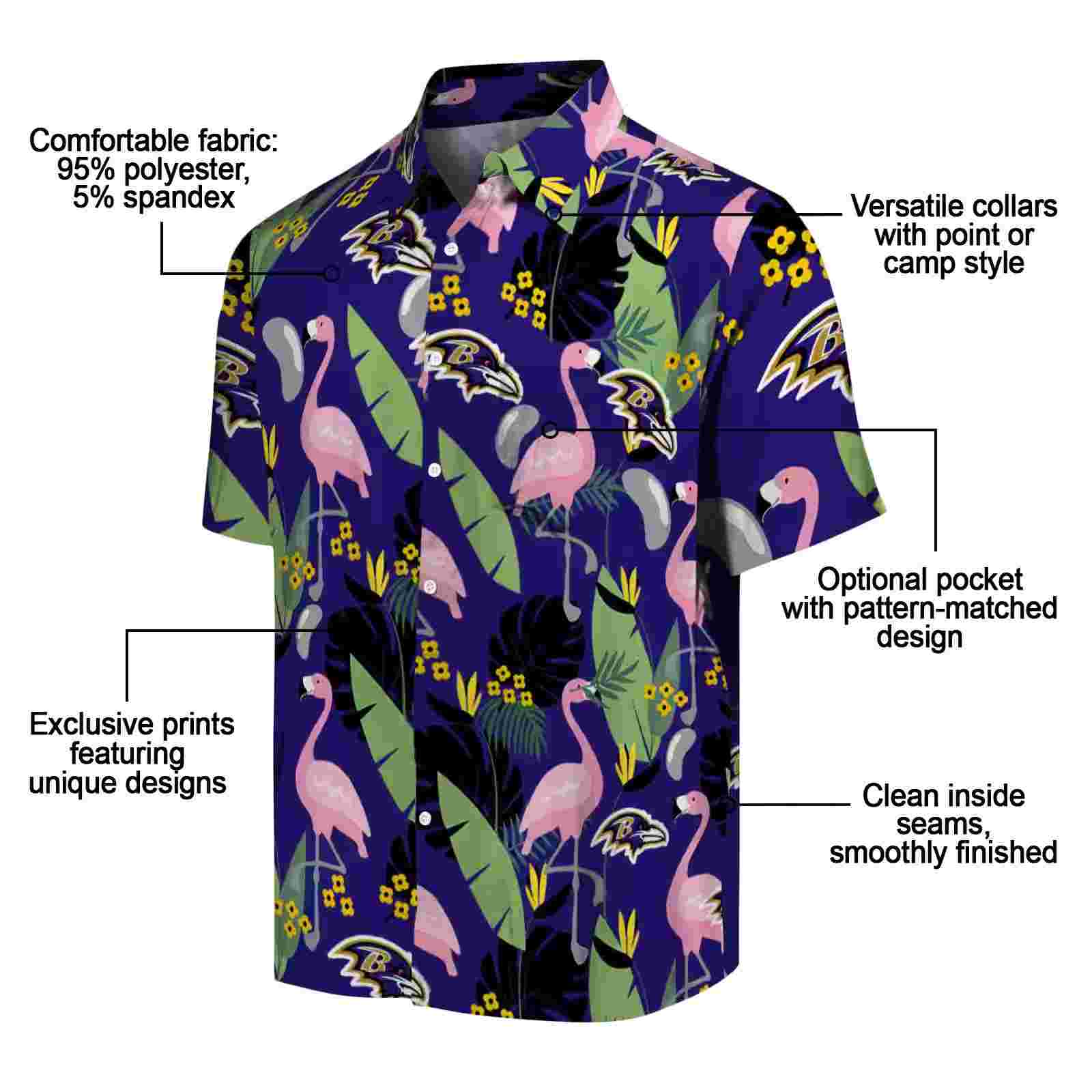 baltimore ravens flamingo leaves purple hawaiian shirt new arrival