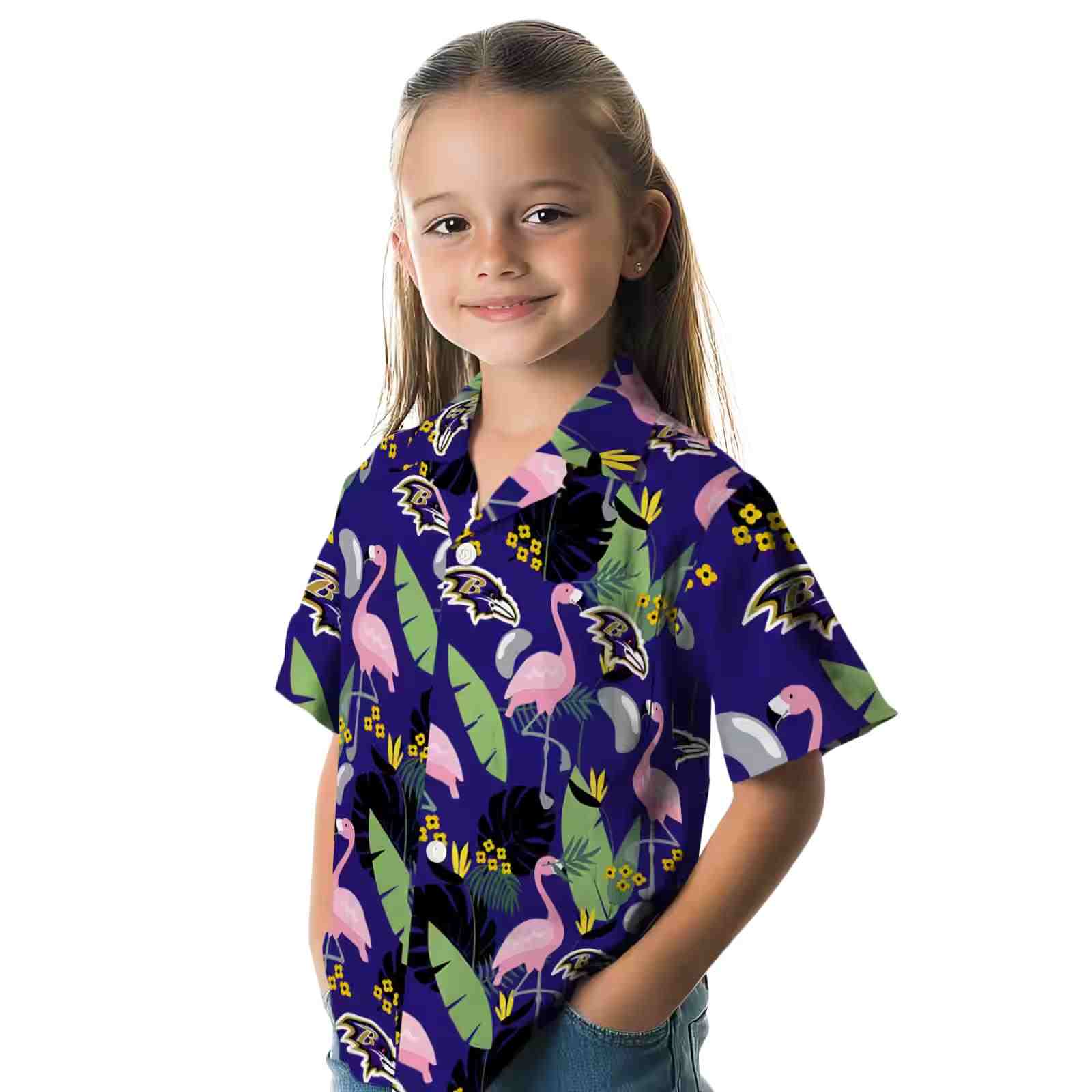 baltimore ravens flamingo leaves purple hawaiian shirt premium grade