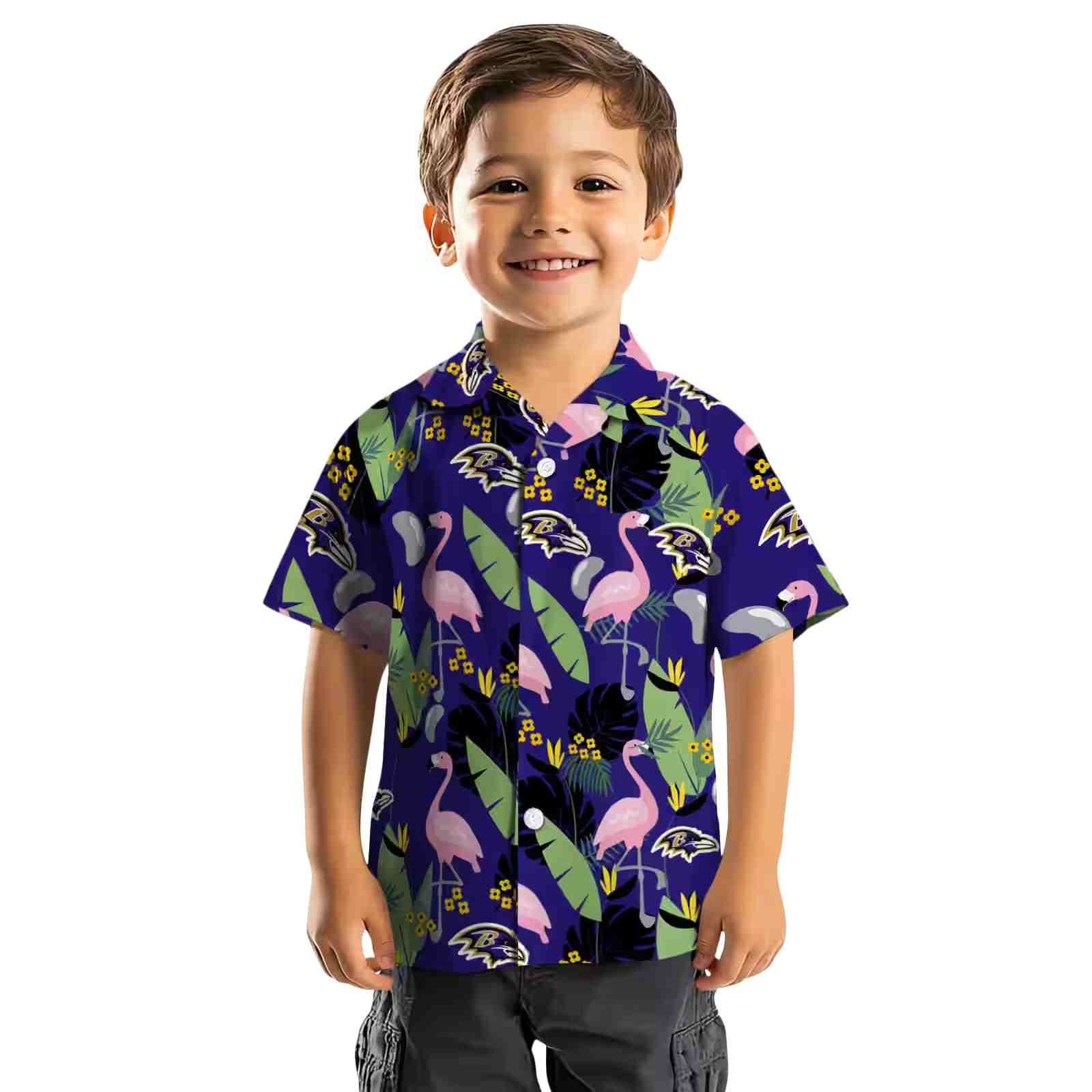 baltimore ravens flamingo leaves purple hawaiian shirt top rated