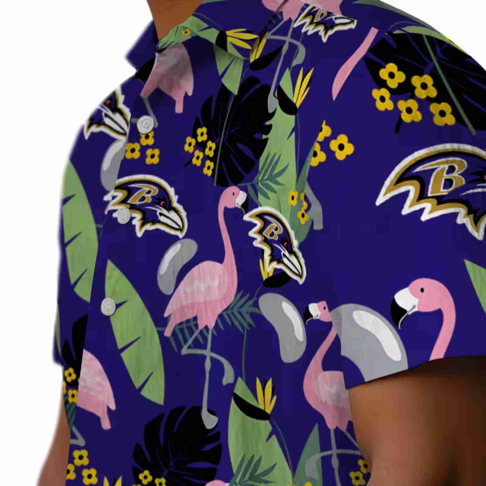 baltimore ravens flamingo leaves purple hawaiian shirt trendy