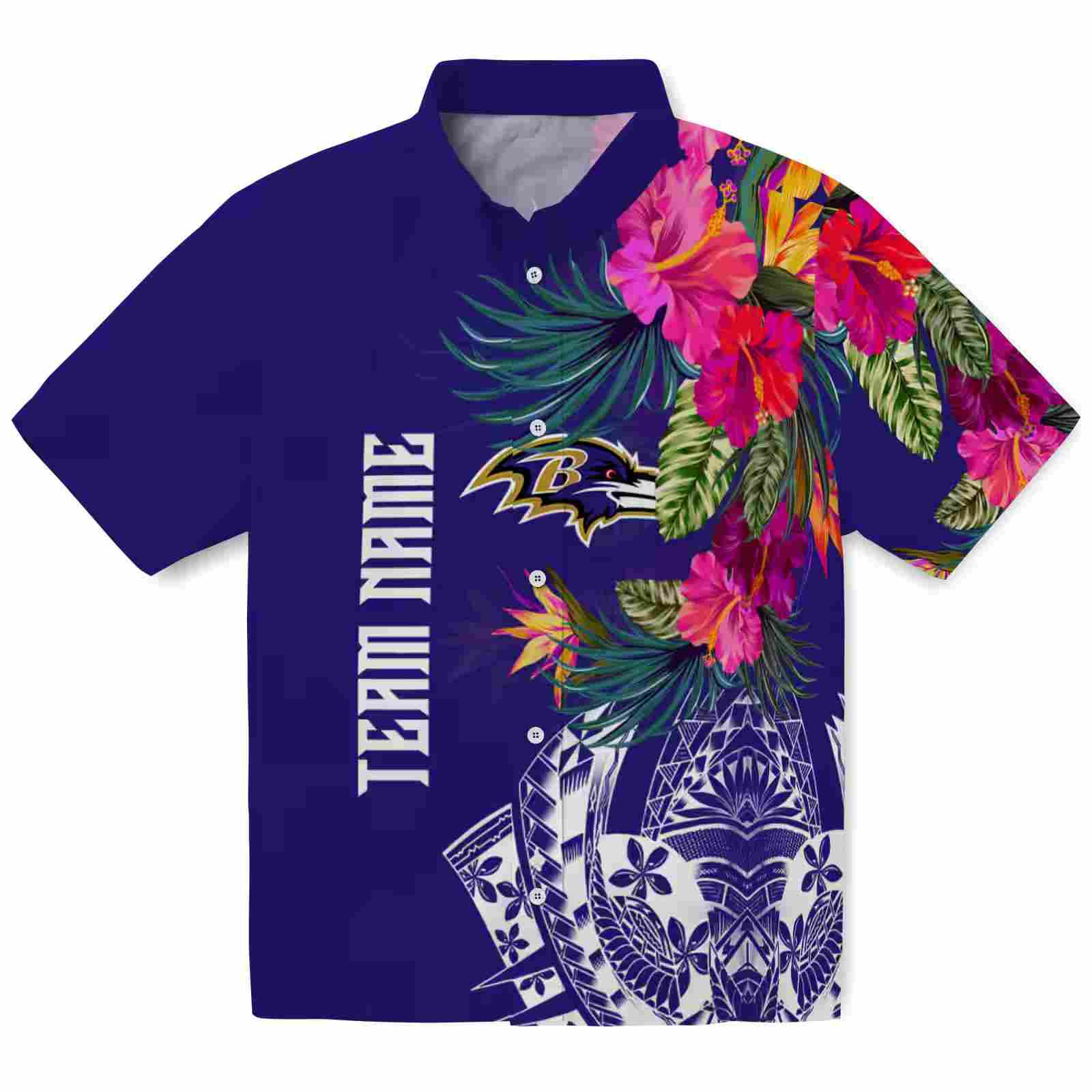 baltimore ravens floral polynesian purple hawaiian shirt best selling