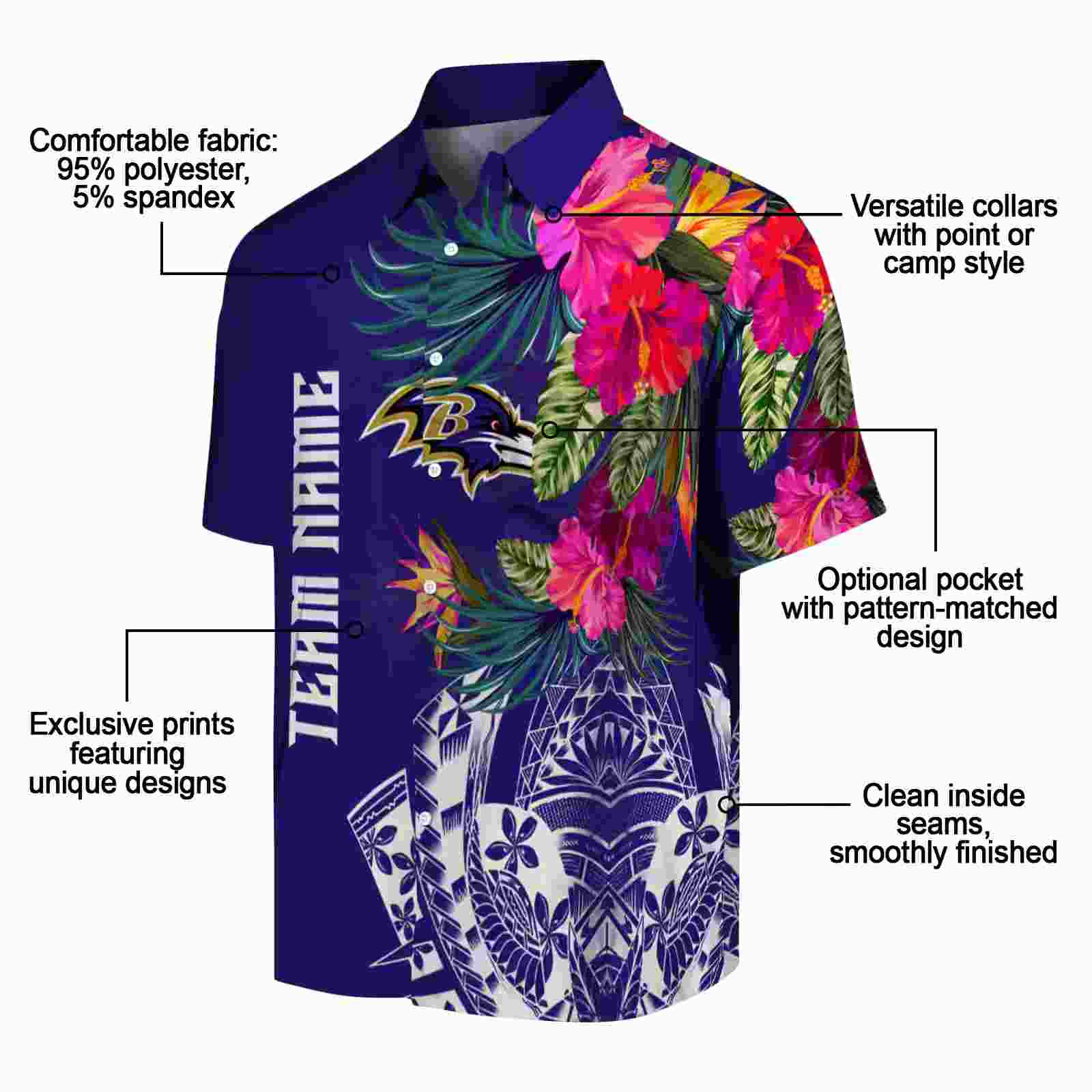 baltimore ravens floral polynesian purple hawaiian shirt new arrival