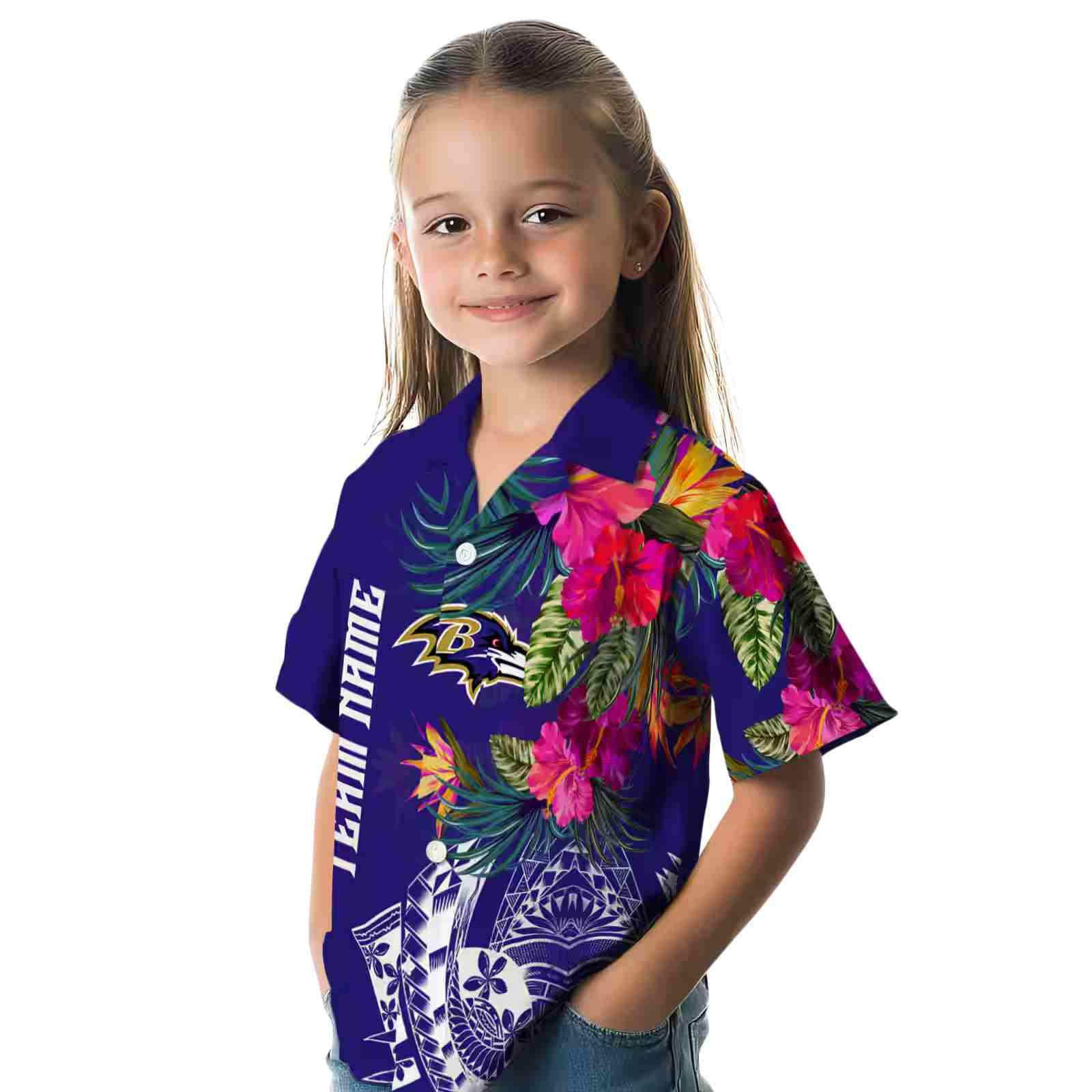 baltimore ravens floral polynesian purple hawaiian shirt premium grade