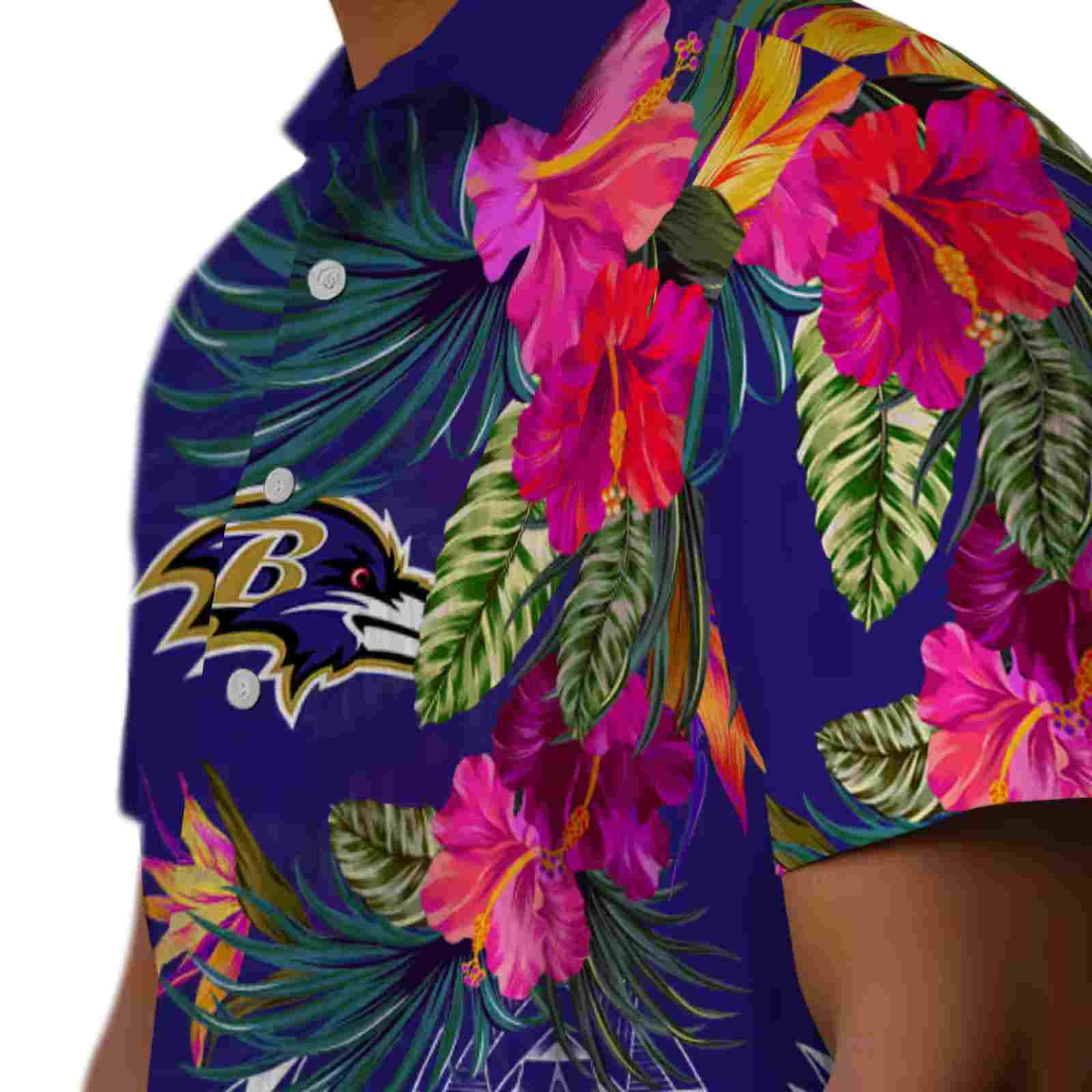 baltimore ravens floral polynesian purple hawaiian shirt trendy