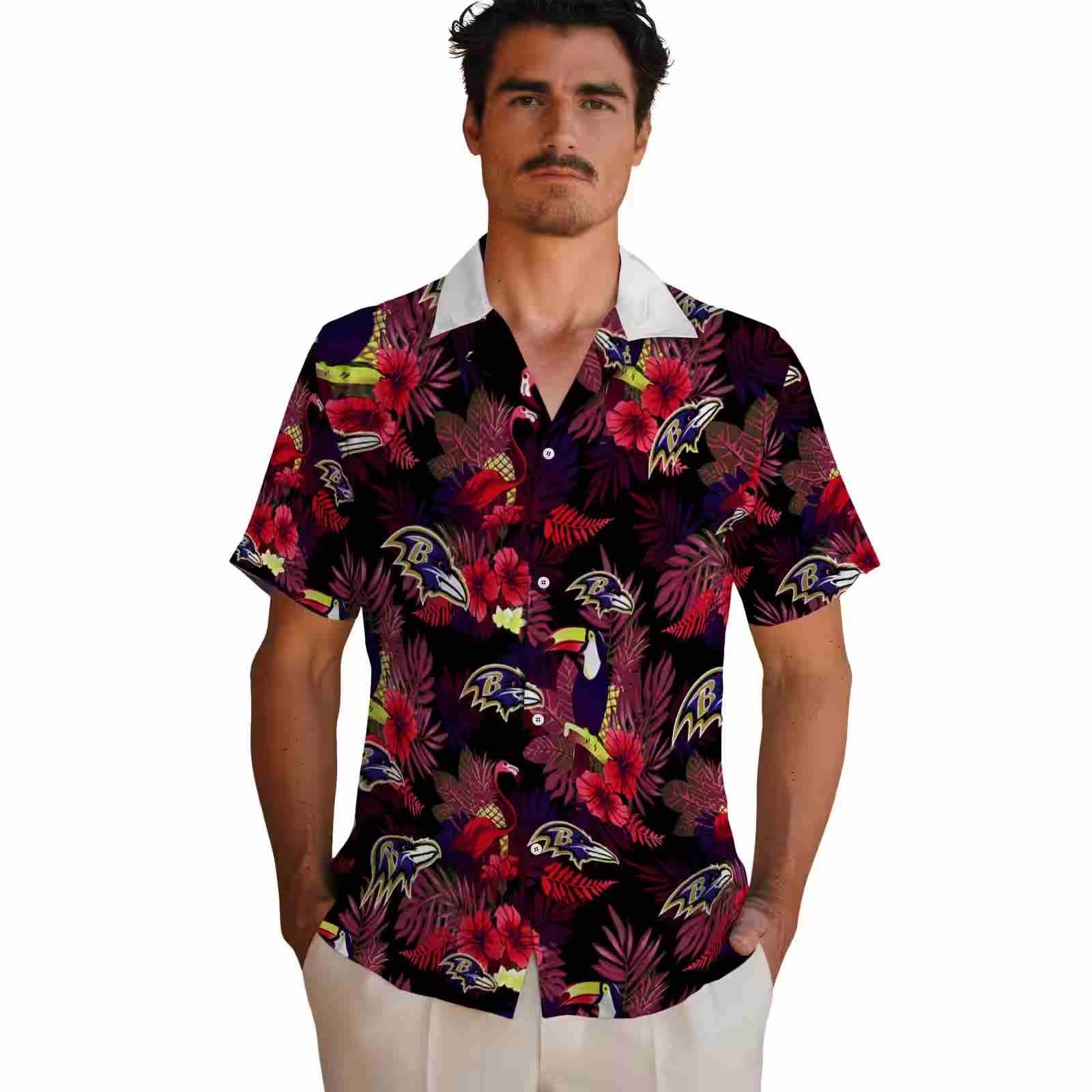 baltimore ravens floral toucan purple red hawaiian shirt fashion forward