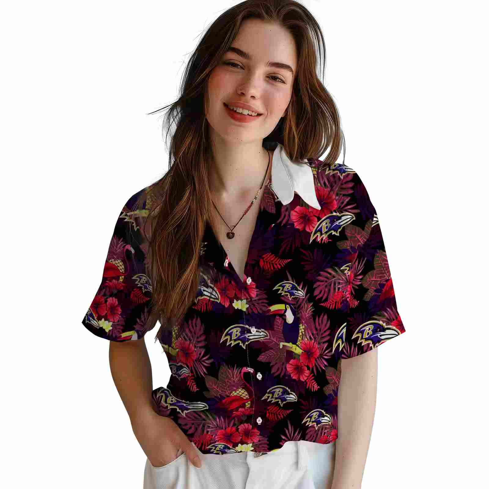 baltimore ravens floral toucan purple red hawaiian shirt latest model