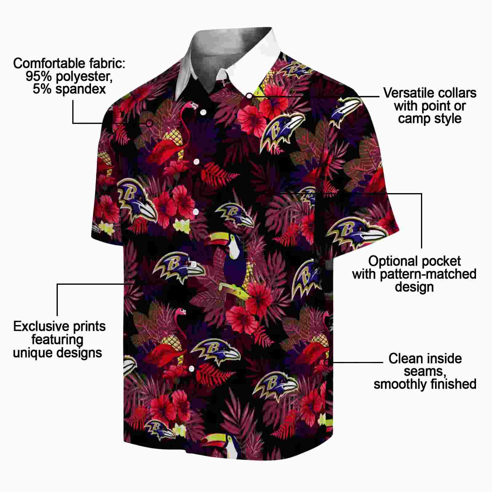 baltimore ravens floral toucan purple red hawaiian shirt new arrival