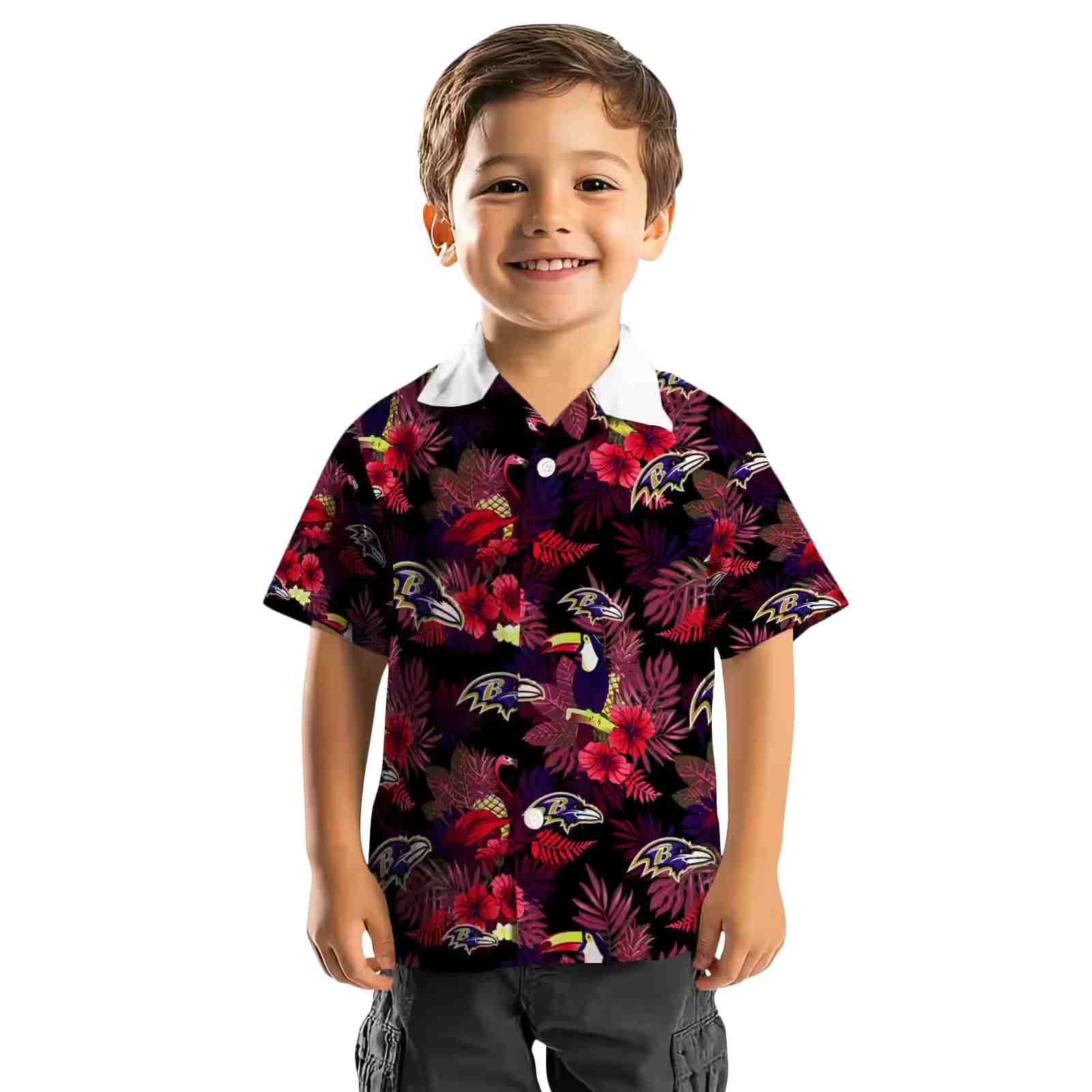 baltimore ravens floral toucan purple red hawaiian shirt top rated