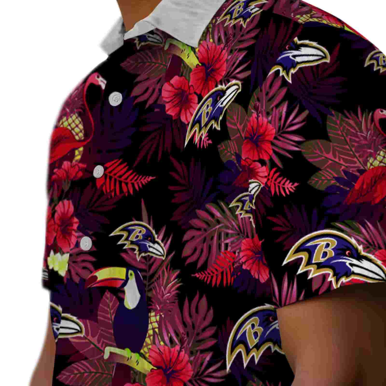 baltimore ravens floral toucan purple red hawaiian shirt trendy