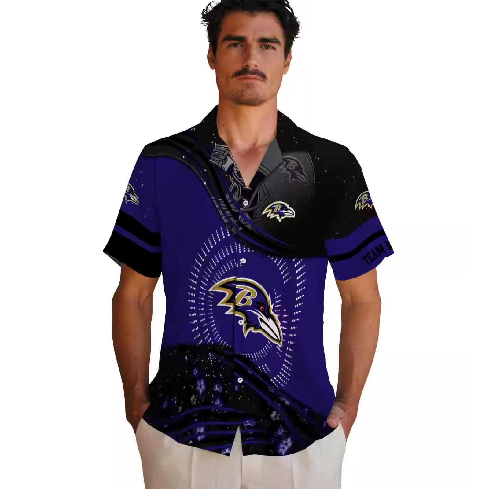 baltimore ravens football wave purple black hawaiian shirt fashion forward