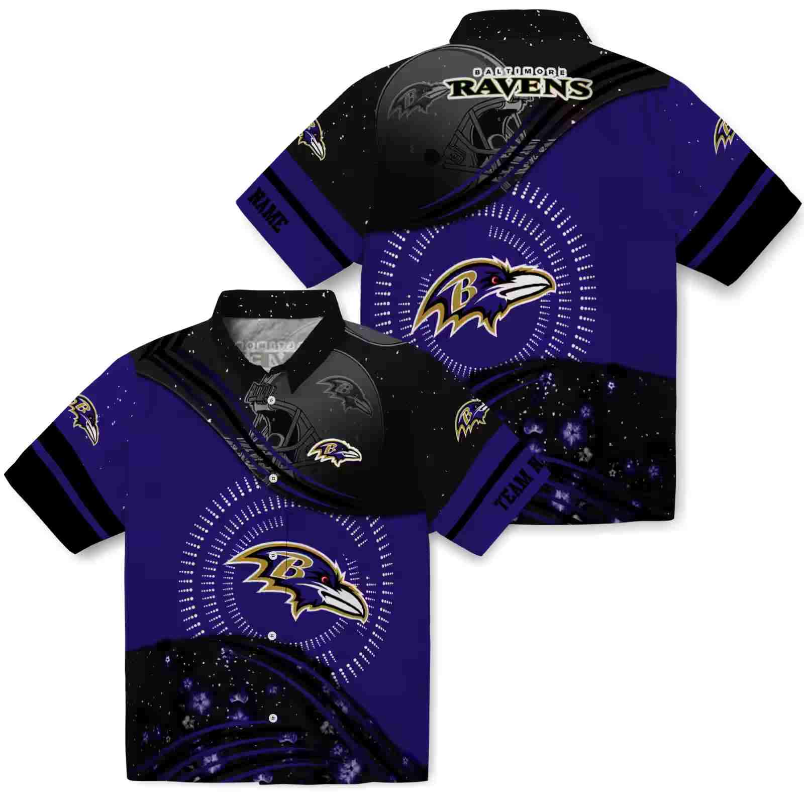 baltimore ravens football wave purple black hawaiian shirt high quality