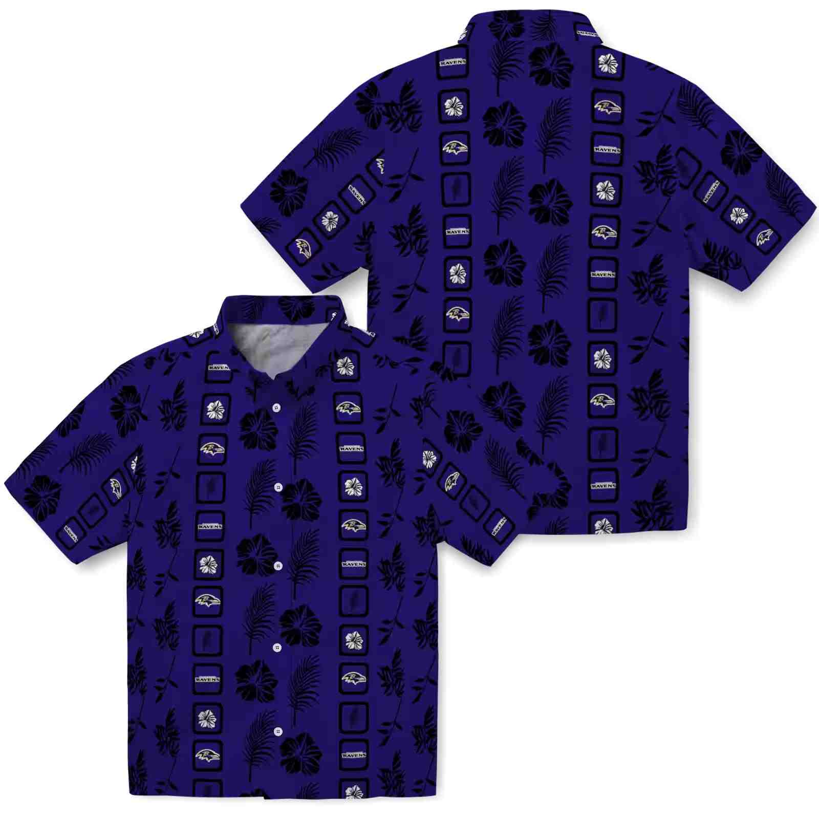 baltimore ravens framed floral purple hawaiian shirt high quality