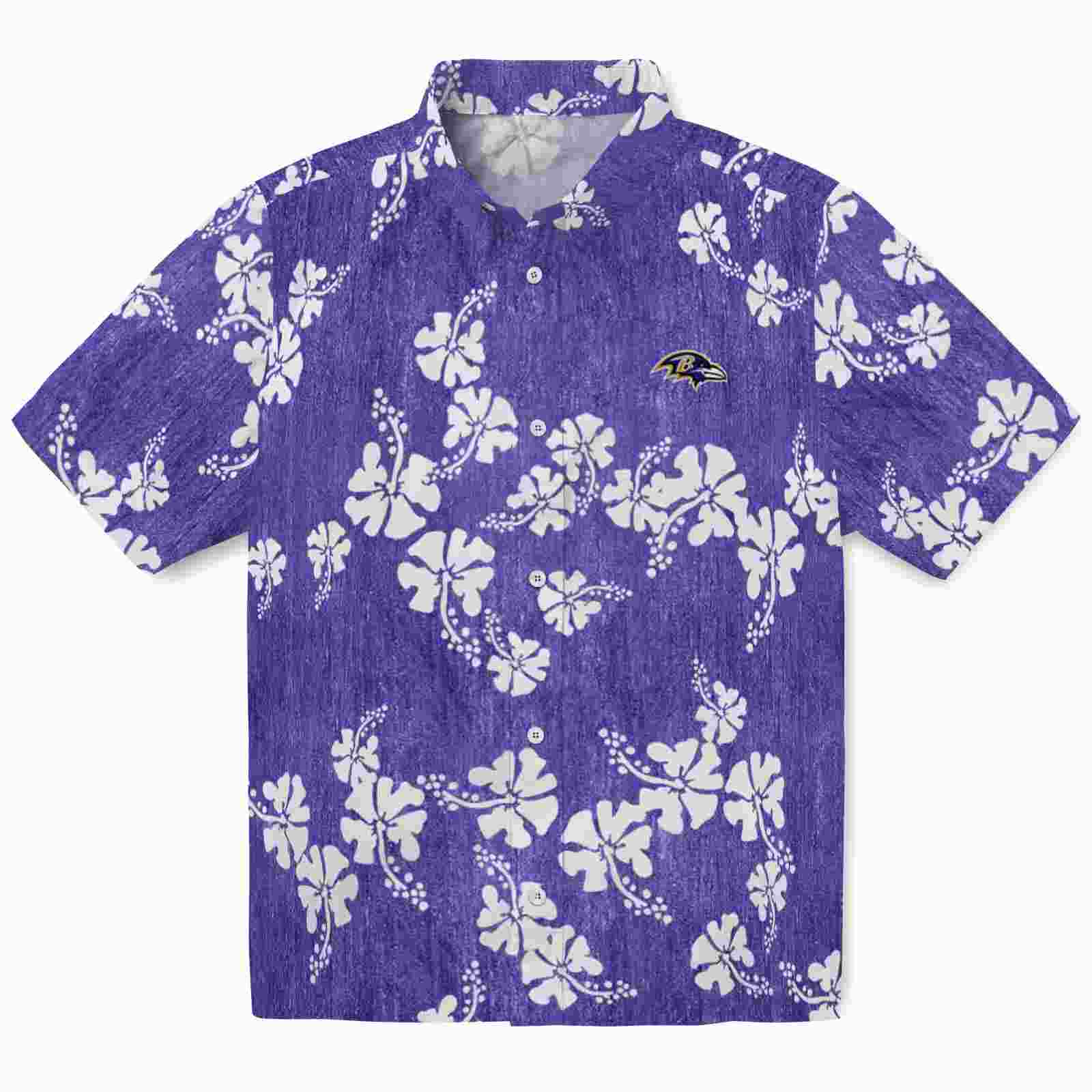 baltimore ravens hibiscus clusters purple hawaiian shirt best selling