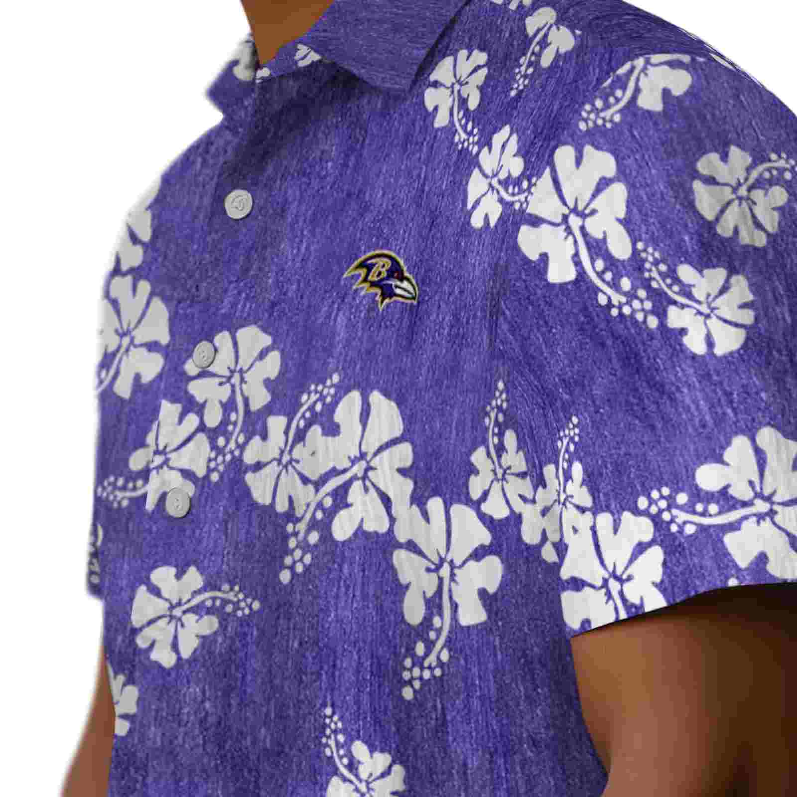 baltimore ravens hibiscus clusters purple hawaiian shirt trendy