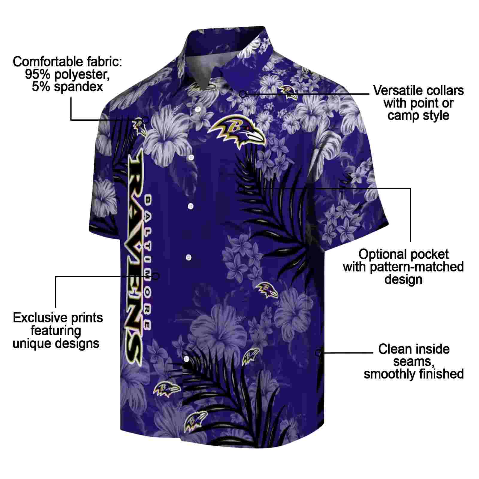 baltimore ravens hibiscus print purple hawaiian shirt new arrival