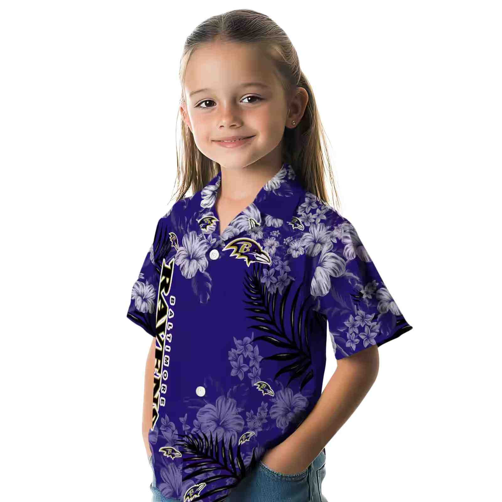 baltimore ravens hibiscus print purple hawaiian shirt premium grade