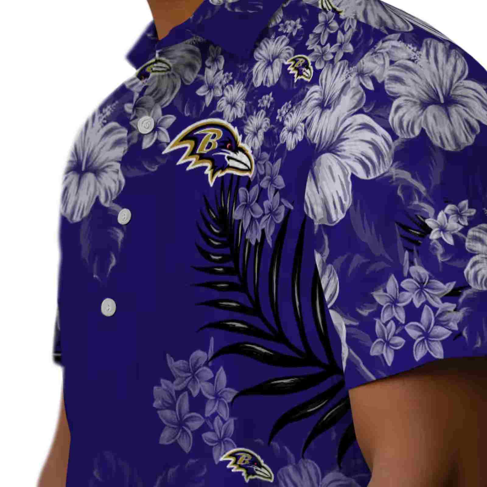 baltimore ravens hibiscus print purple hawaiian shirt trendy