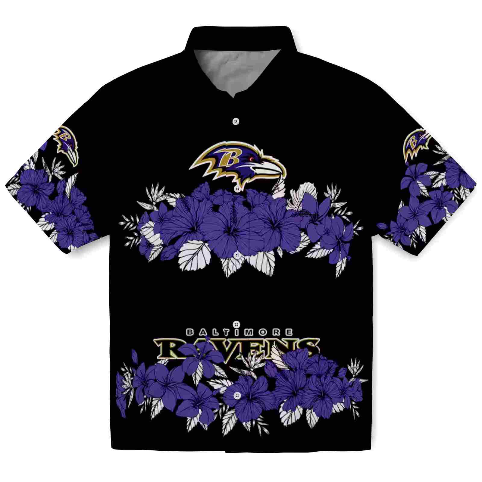 baltimore ravens hibiscus stripe purple black hawaiian shirt best selling